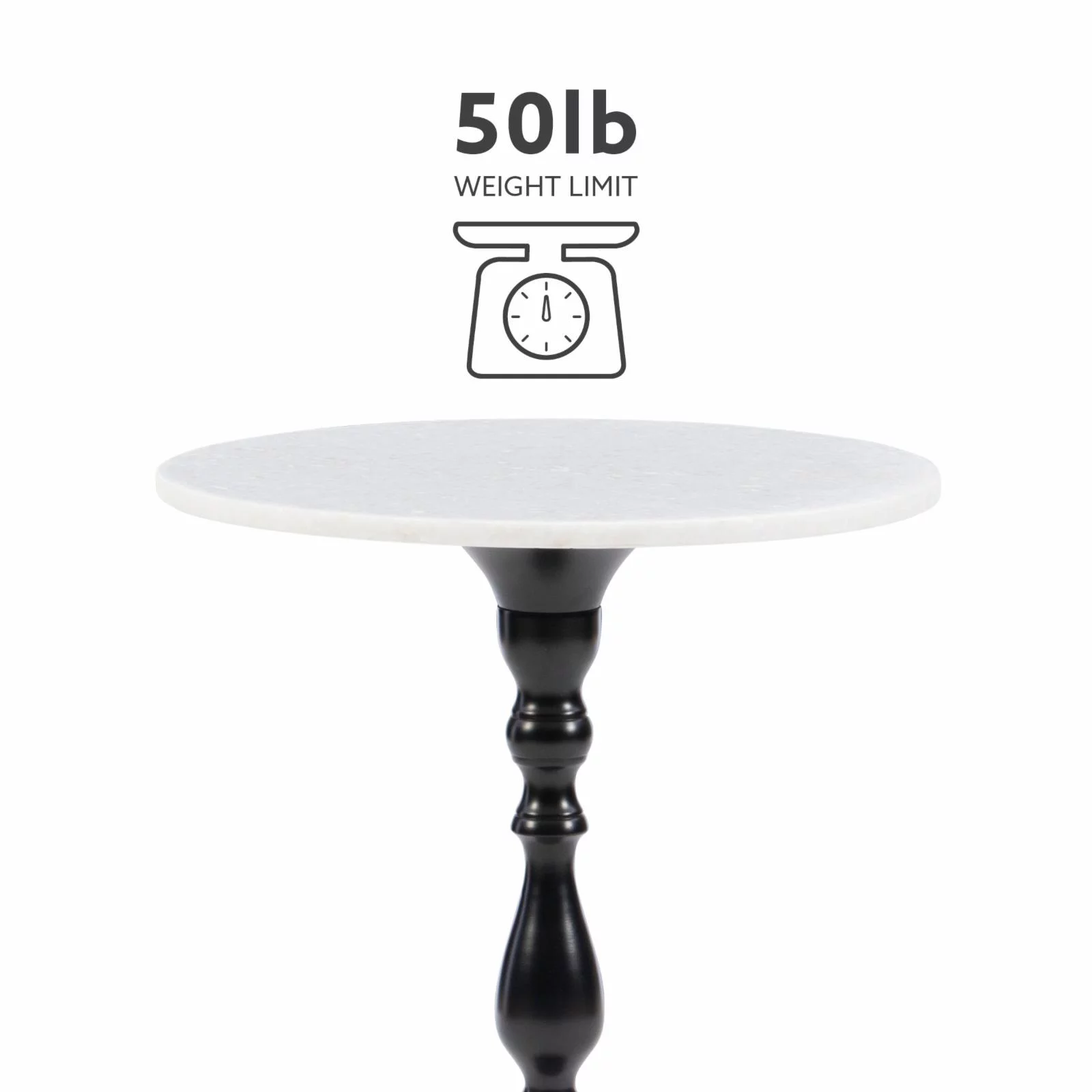 Powell Keagan Round Side Table - Black with White Marble Top