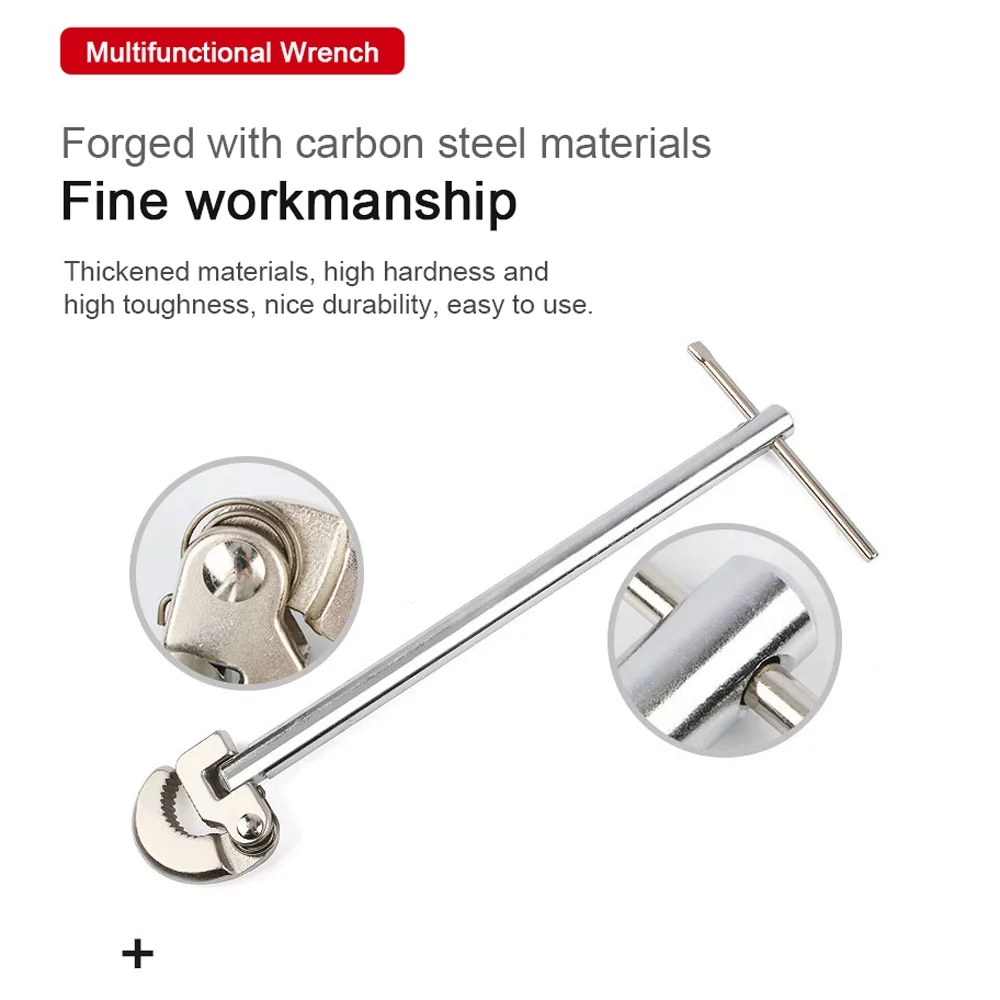 Suzicca Multifunctional Sink Carbon Steel Sewer Pipes Bathroom Plumbing Installation Disassembly Tool 180° Movable Heads 8-28mm Clamping Ranges