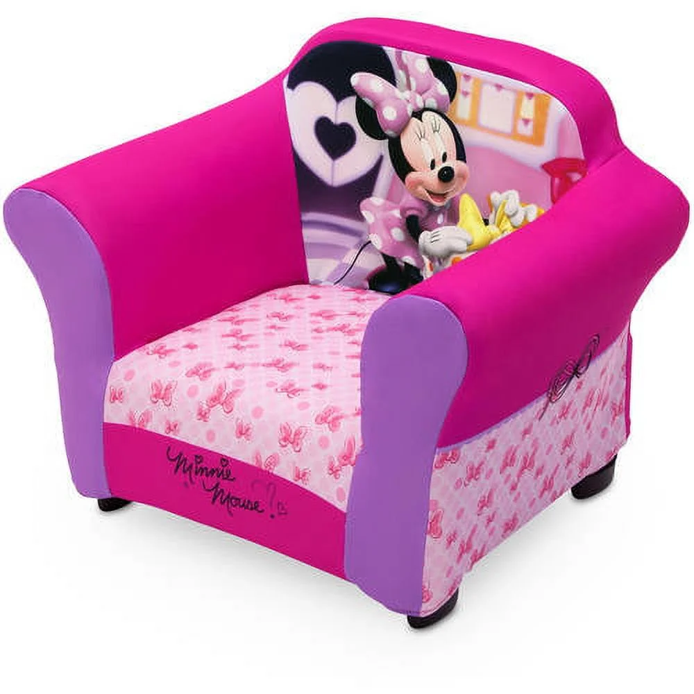 Disney Minnie Mouse Kids Upholstered Chair with Sculpted Plastic Frame by Delta Children