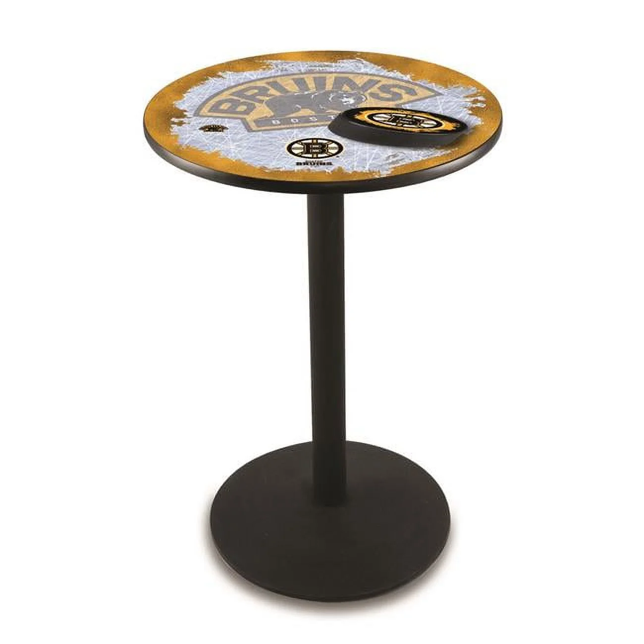 L214 Boston Bruins 42in. Tall - 36in. Top Pub Table with Black Wrinkle Finish