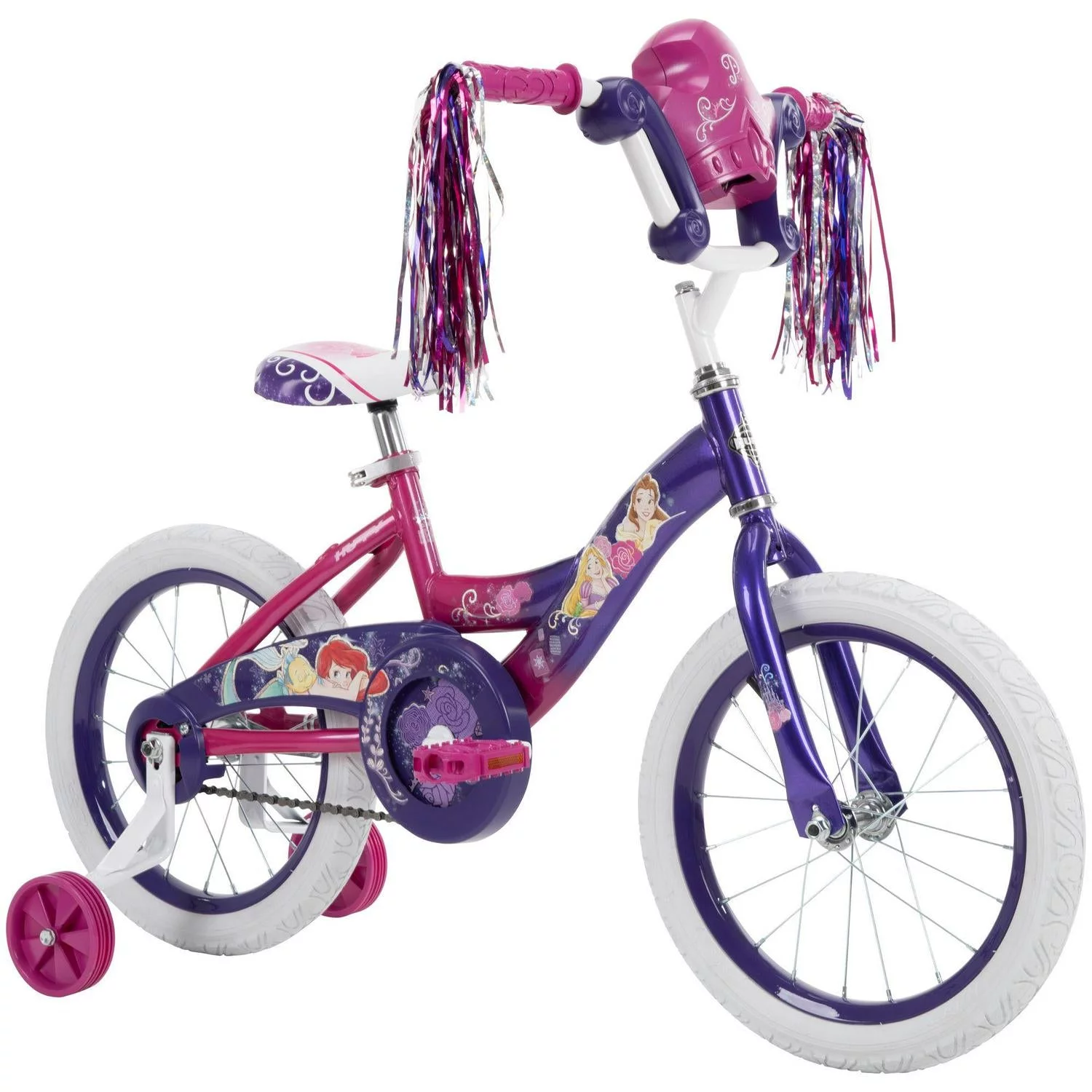 Huffy Girls' 16 in. Disney Princess Bike with Bubble-Maker, 1 Speed, Purple/Pink