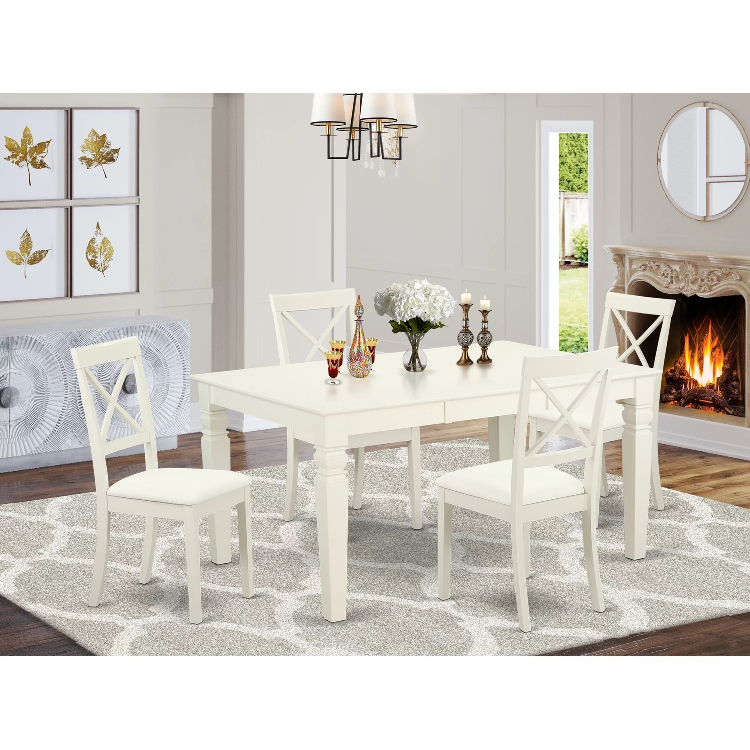 WEBO5-LWH-LC 5 Pc Set With One Weston Table And 4 Faux Leather Seat Chairs