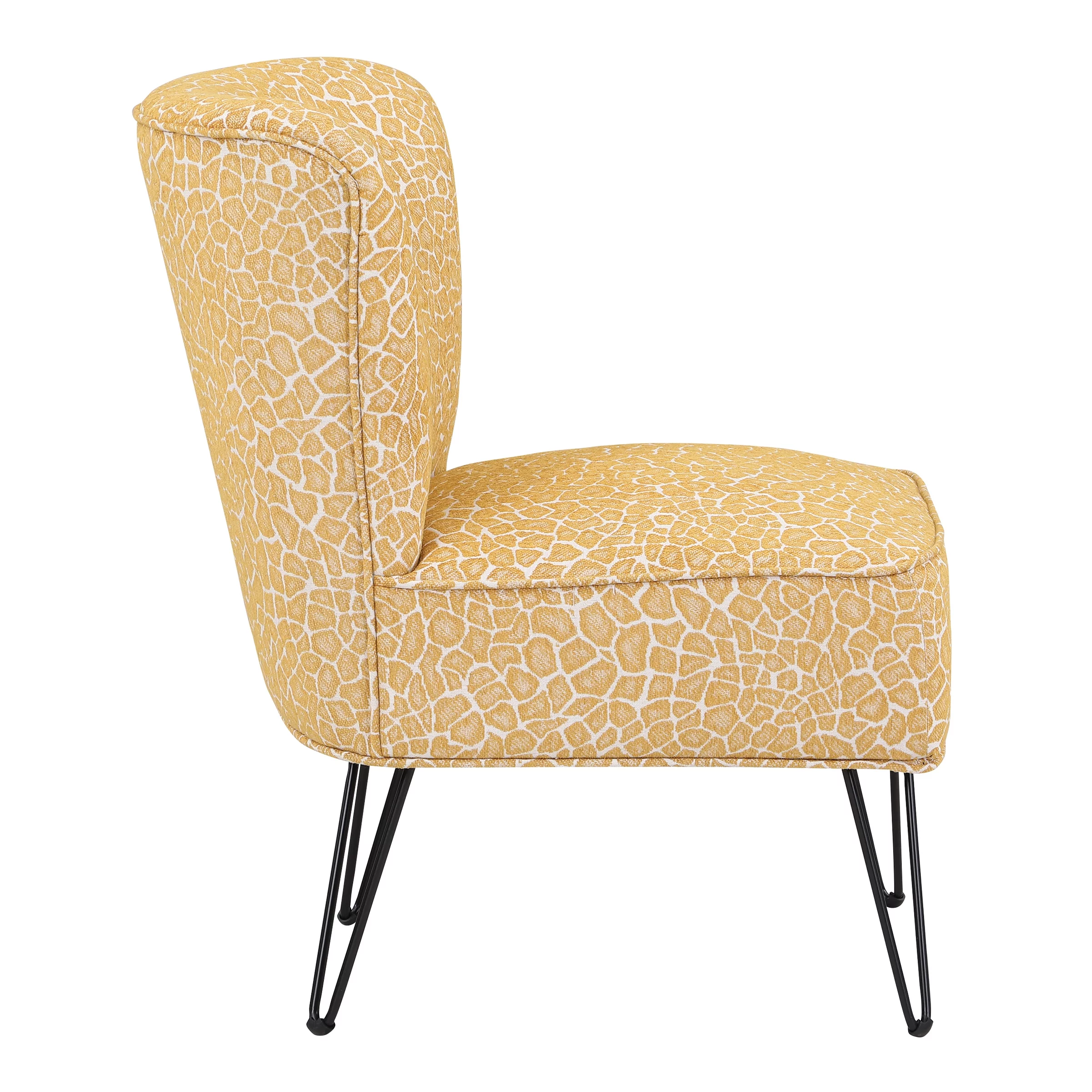 OSP Home Furnishings Alea Accent Chair in Cream Navy Speck Fabric with Black Legs