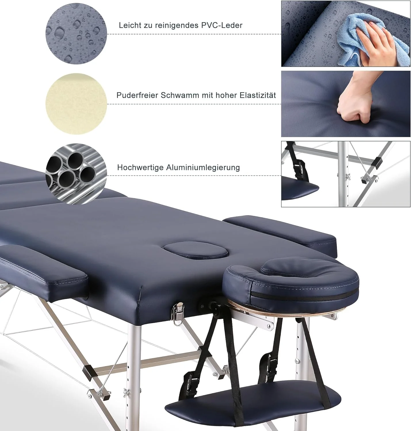 CHRUN Massage Table Portable Massage Bed Lash Spa Tattoo Bed Esthetician Adjustable Professional 3-Fold Aluminum Legs Carrying Bag 496 lbs