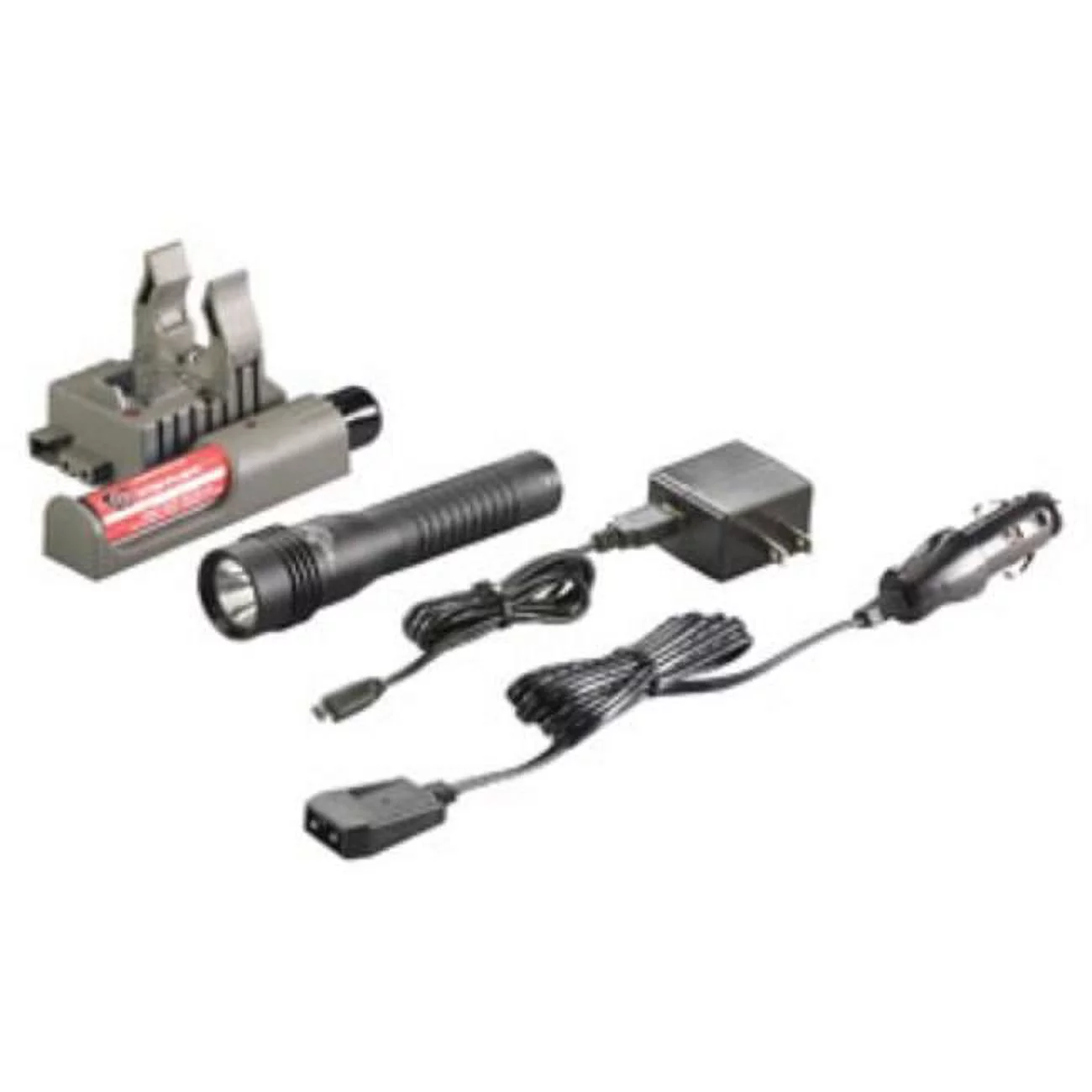 Strion LED HL Rechargeable Flashlight with 120V AC & 12V DC Piggyback Charger, Black