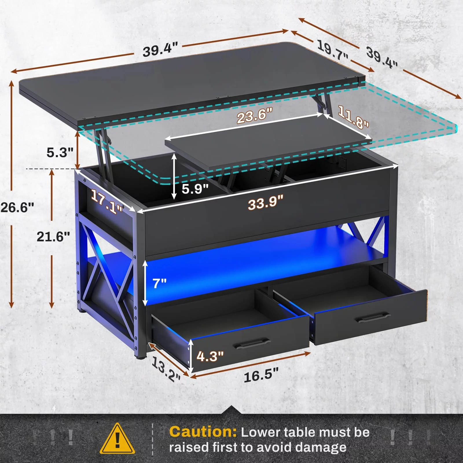 4 in 1 Coffee Tables with Storage, 40