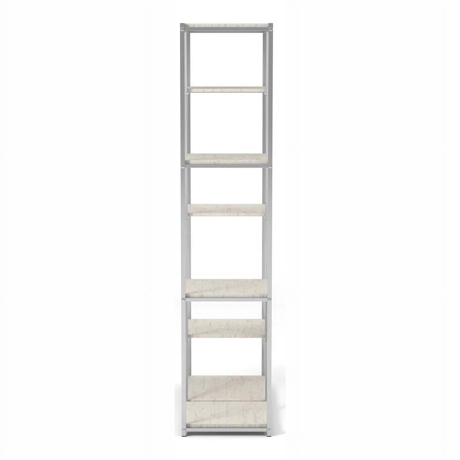 Furniture of America Hopple Metal 7-Shelf Bookcase in Chrome and White