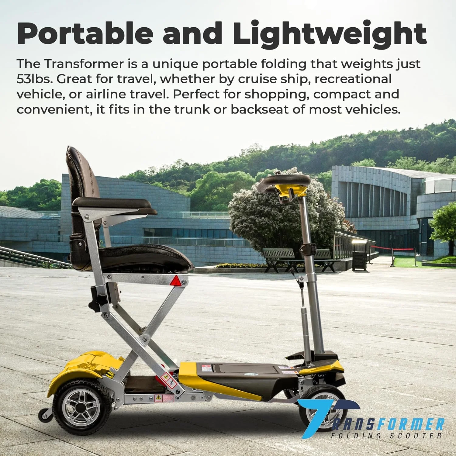 Enhance Mobility - The Transformer 2- Electric Auto Folding Mobility Scooter - 4-Wheels - Yellow