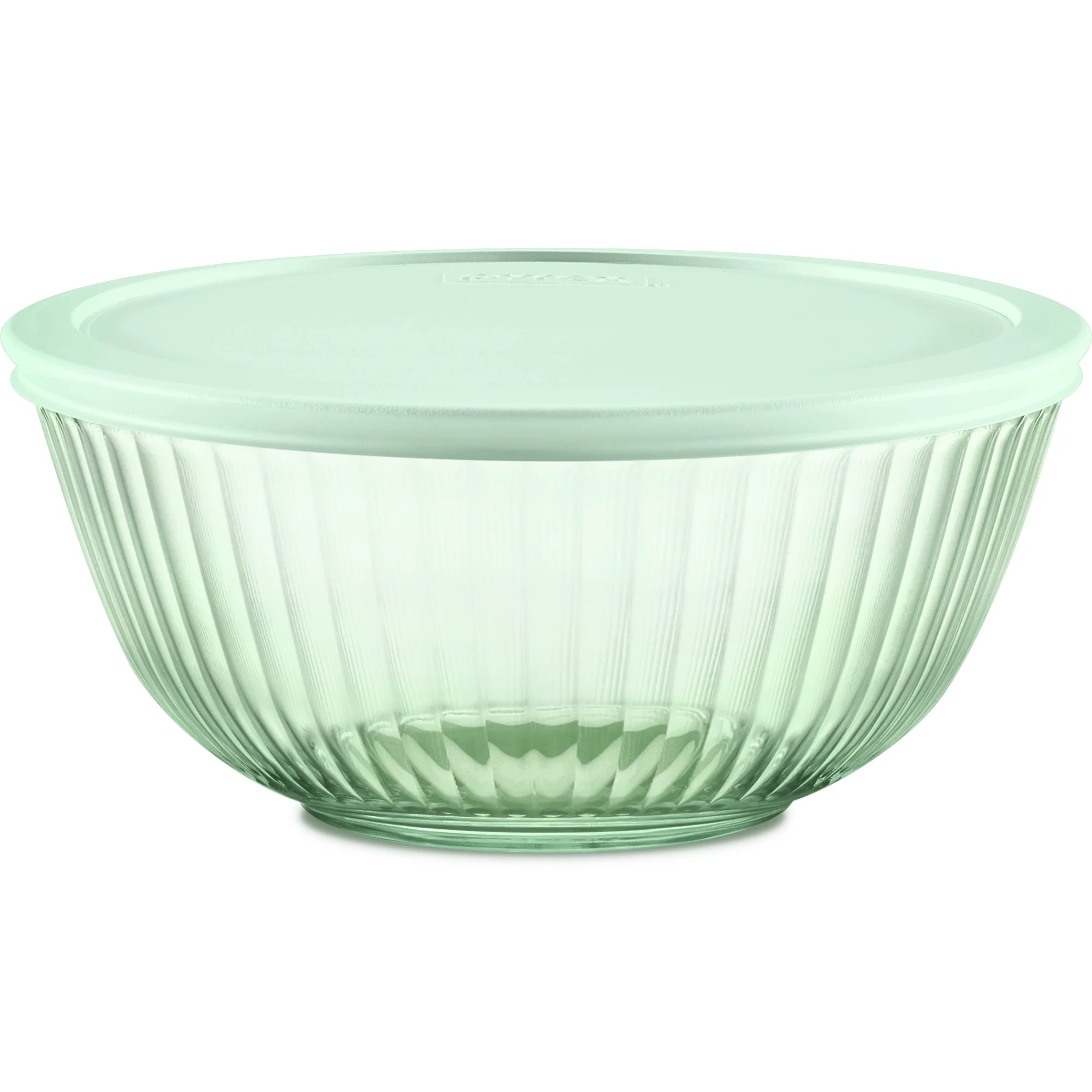 Pyrex Sculpted Tinted 2.3qt Glass Mixing Bowl with Airtight Plastic Lid, Green