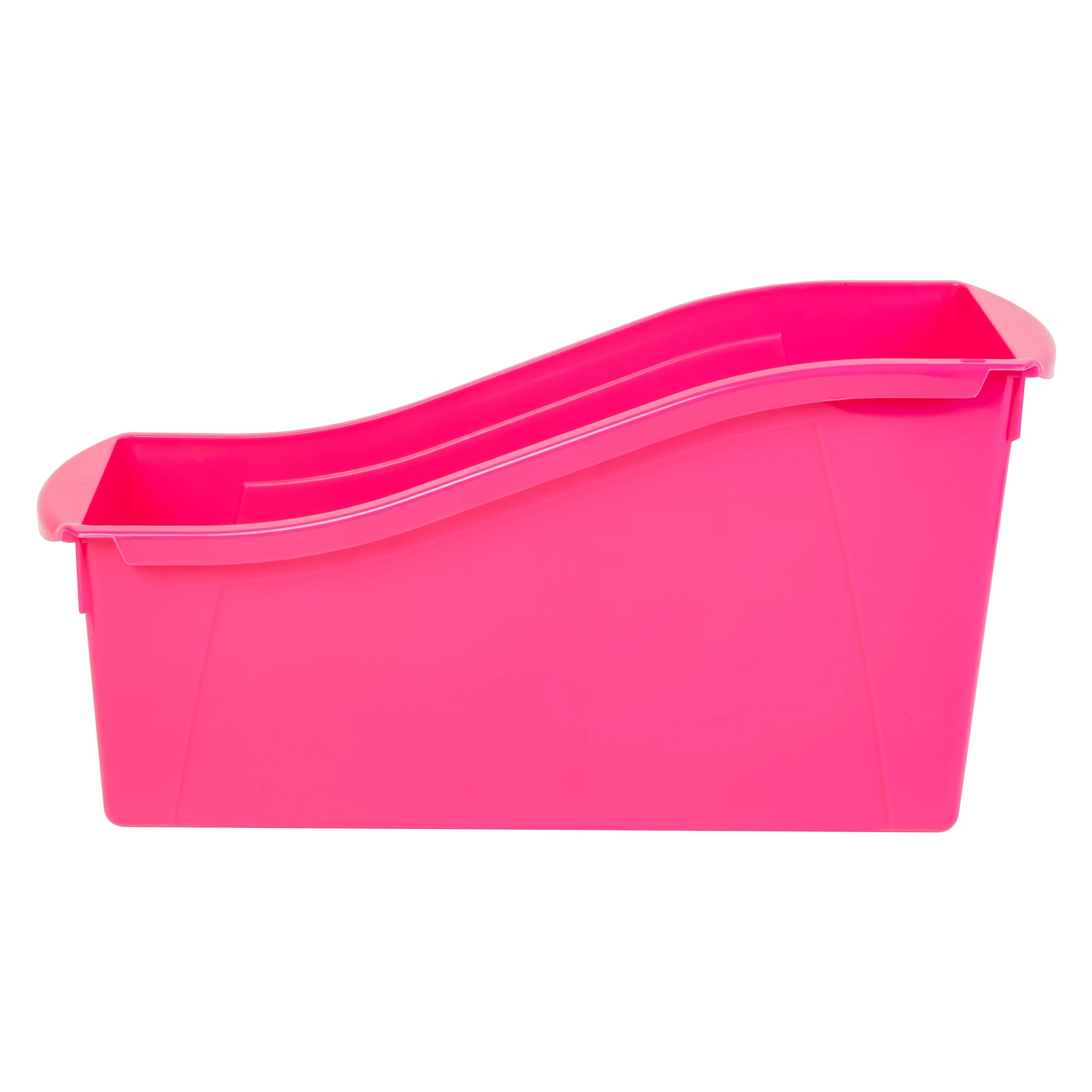 Pen+Gear Plastic Desktop Book Organzer Bin with Label Pocket, Fuchsia Burst, 6-Pack
