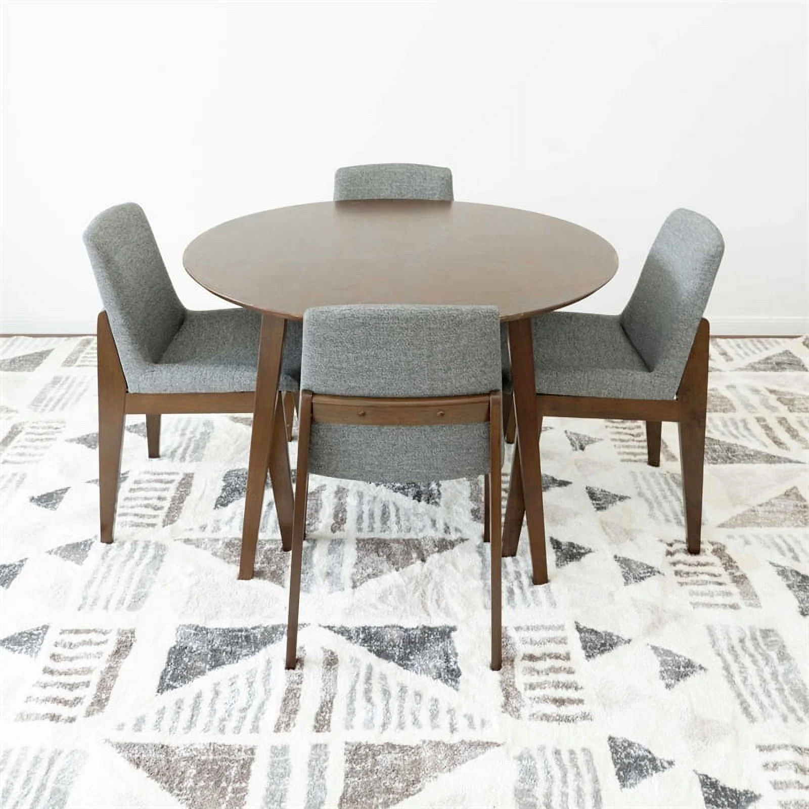 Banvit Modern Solid Wood Walnut Dining Room & Kitchen Table and 4 Chair Set