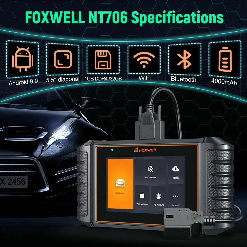 Foxwell NT706 OBD2 Scanner ABS SRS Engine Scan Tool Car Code Reader Automotive Diagnostic Tool