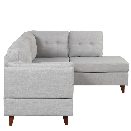 DremFaryoyo 97.2” Modern Linen Fabric Sofa  L-Shape Couch with Chaise Lounge Sectional Sofa with one Lumbar Pad Gray