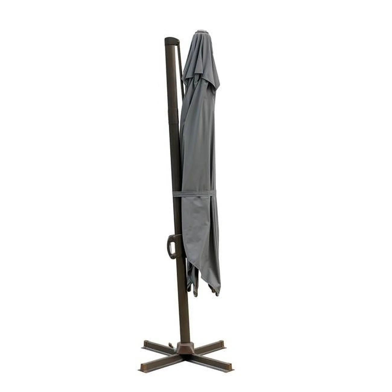 10 ft. Dark Gray Polyester Square Tilt Cantilever Patio Umbrella with Stand