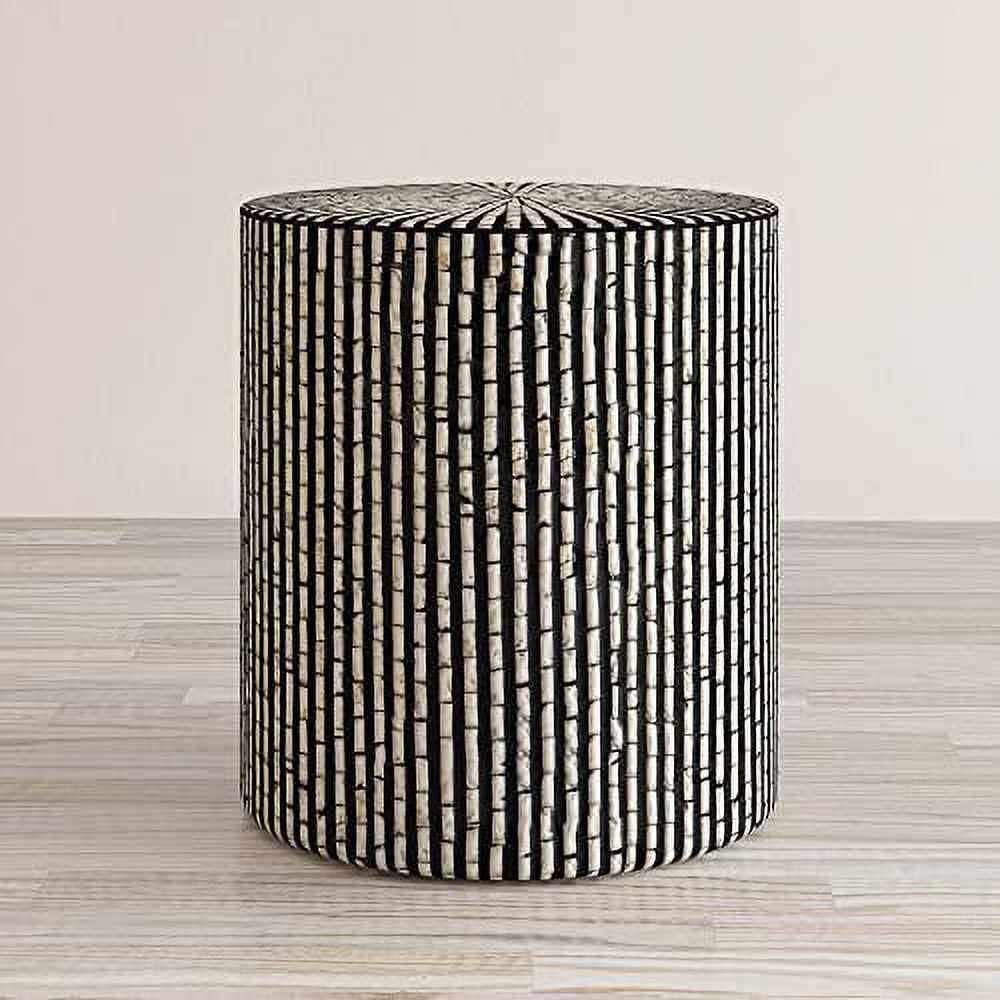 Jofran Global Archive Round Capiz Accent Table Black Multi, 16
