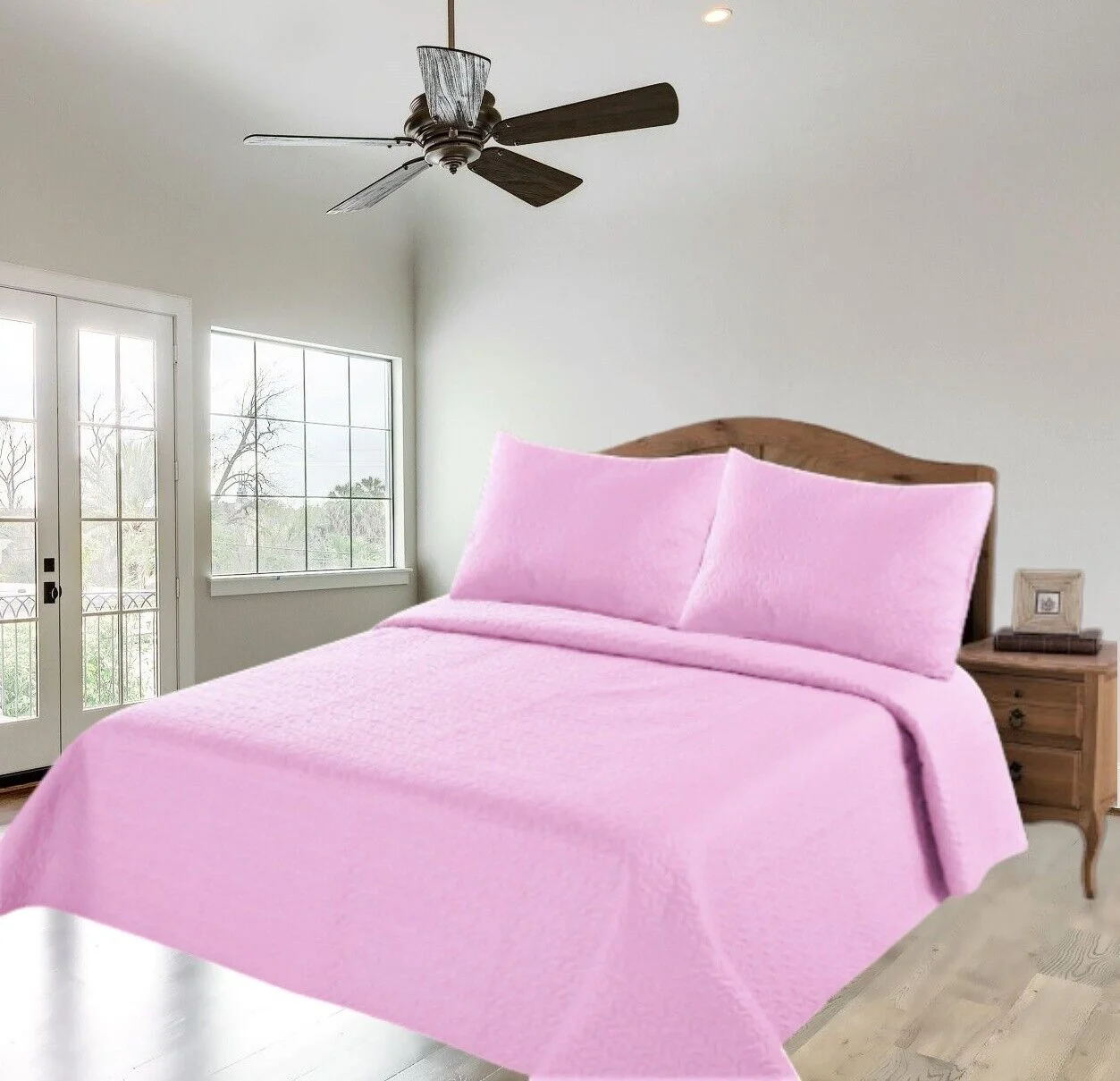 PINK QUEEN MIDWEST MODERN 1900 COUNT MICROFIBER SOFT TOUCH  LANCASTER CLOSEOUT QUILT BEDDING BEDSPREAD COVERLET PILLOW CASES SET