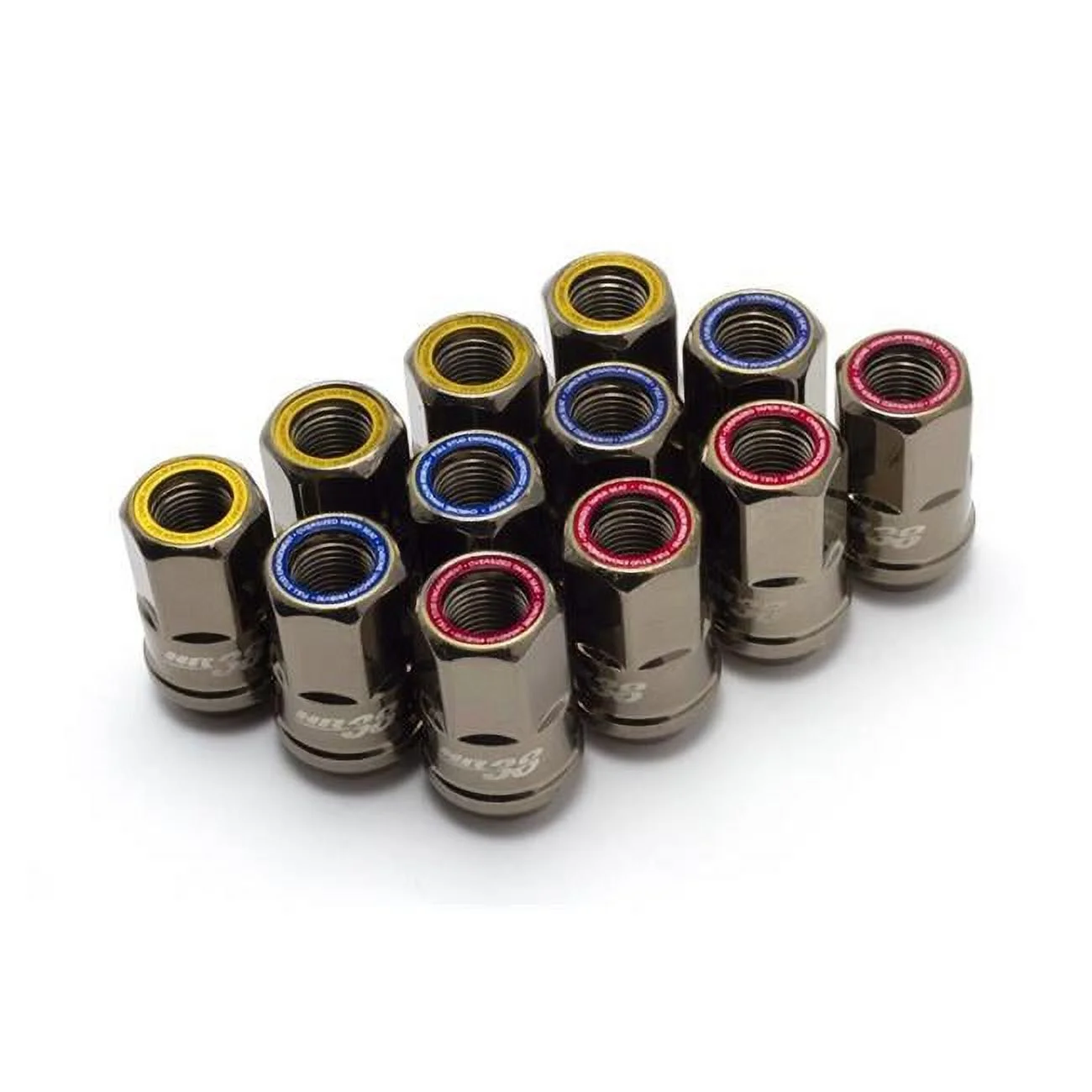 Wheel Mate  Open End Lug Nuts 12x1.50 Titanium Chrome & Blue Ring for 1987-1989 Alfa Romeo Milano