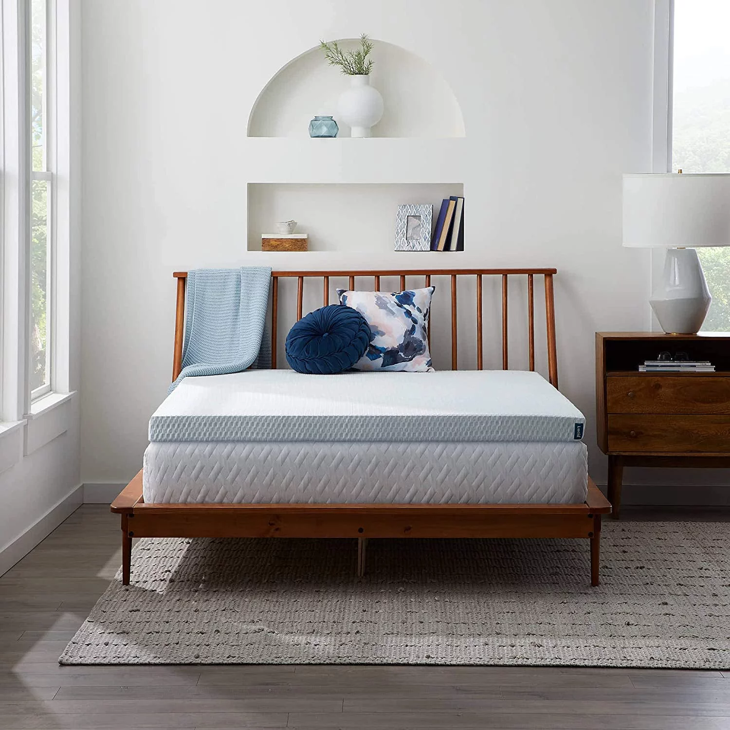 Lucid 3 Inch Mattress Topper King Memory Foam Bamboo Charcoal Infusion Cooling Ventilation Hypoallergenic CertiPur Certified Foam King 3 Inch Topper Only