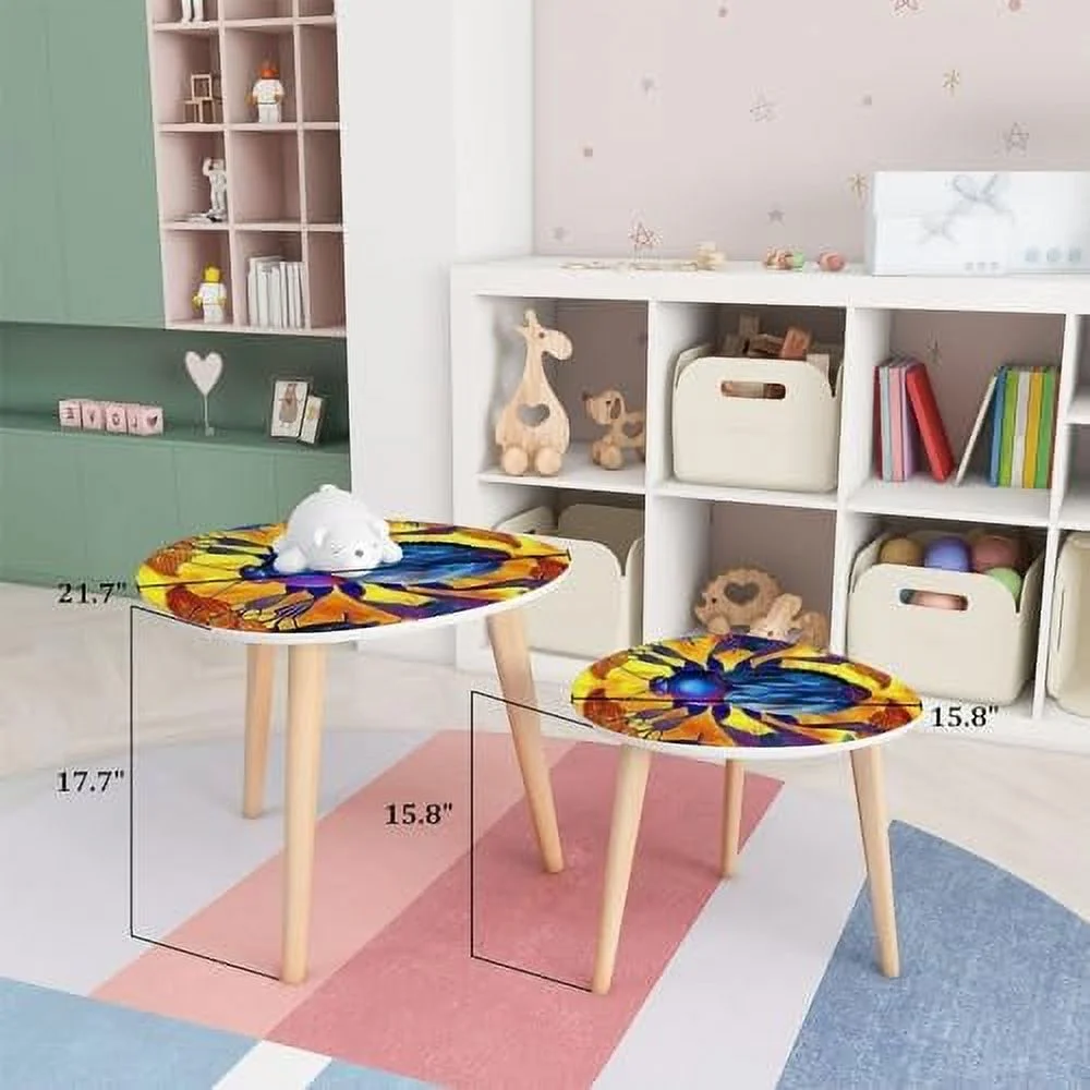 RSJIWOGZ Small Coffee Nesting  Stained Glass Style Pair Bright Fishes Water Triangle End  Center   Modern   Room Bedroom Balcony