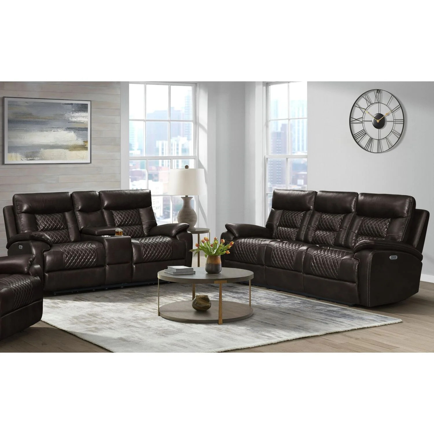 Picket House Furnishings Campo 2PC Living Room Set in Pebble Brown