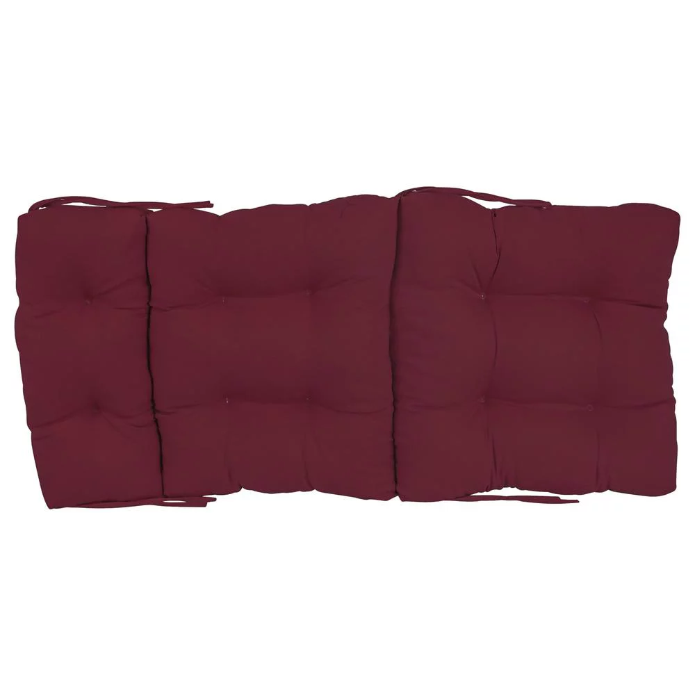 Blazing Needles  20 x 42 in. Solid Twill Tufted Chair Cushion, Burgundy
