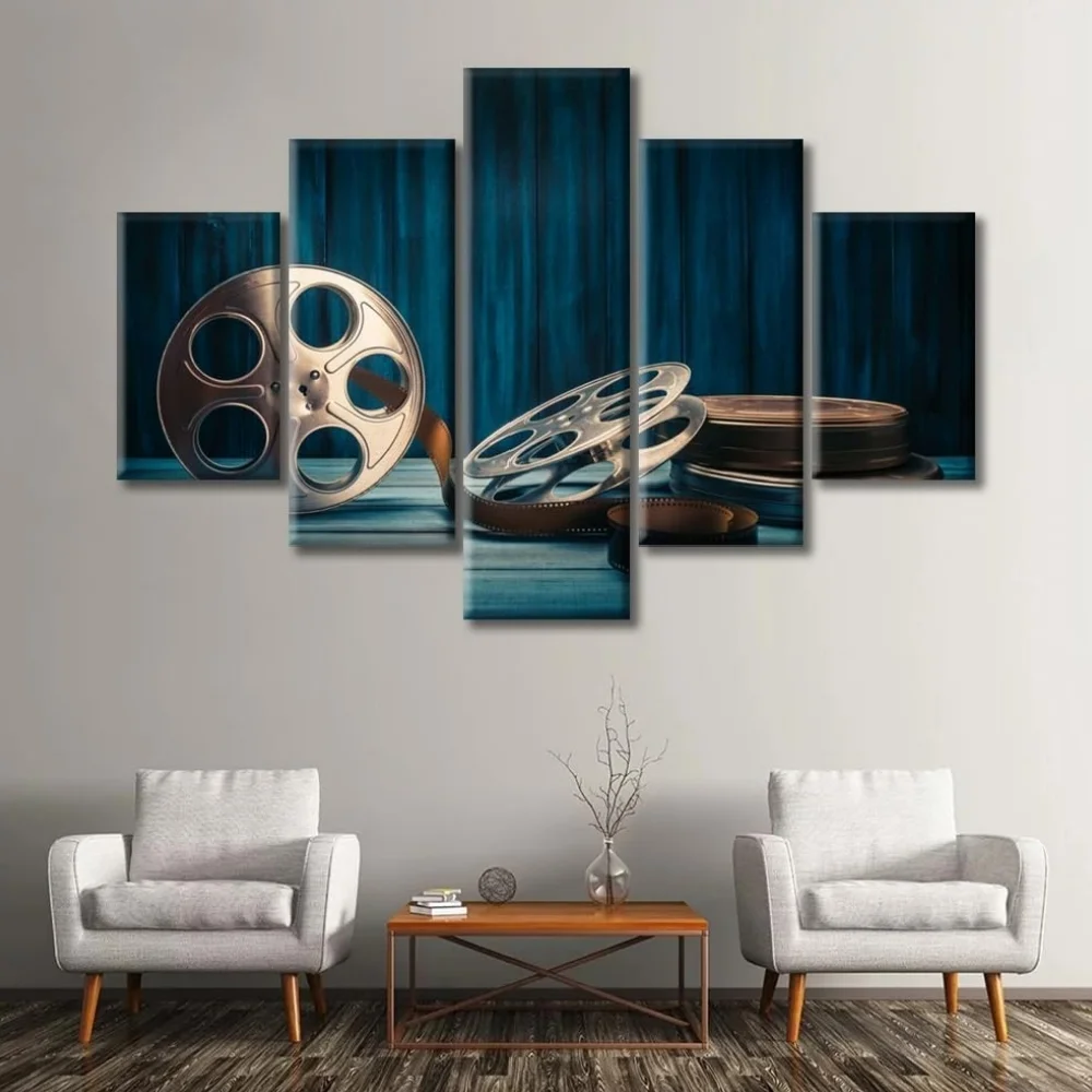 TISHIRON 5PCS Framed Movie Theater Theme Canvas Wall Art Set,60