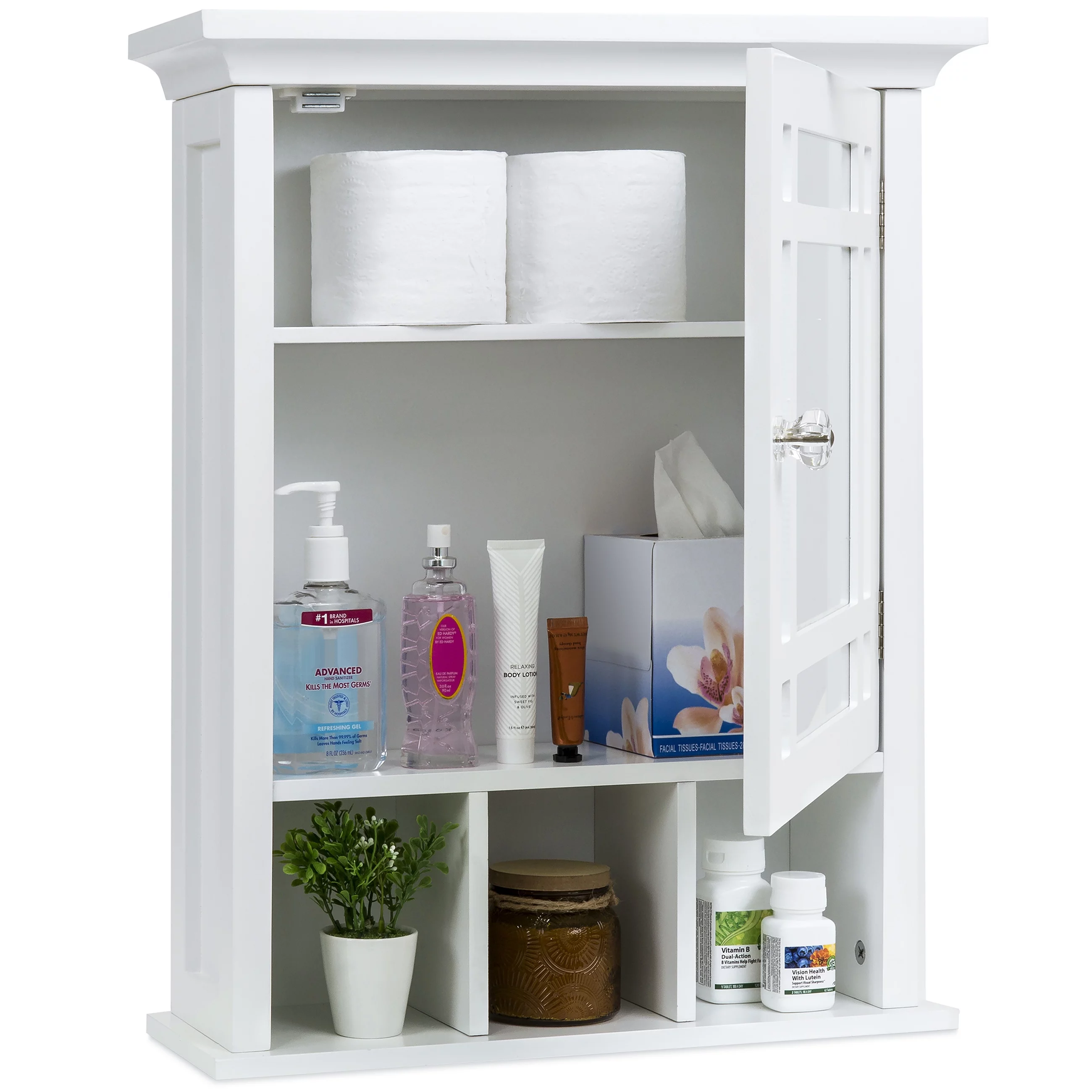 Best Choice Products Home Bathroom Vanity Mirror Wall Organizational Storage Cabinet - White