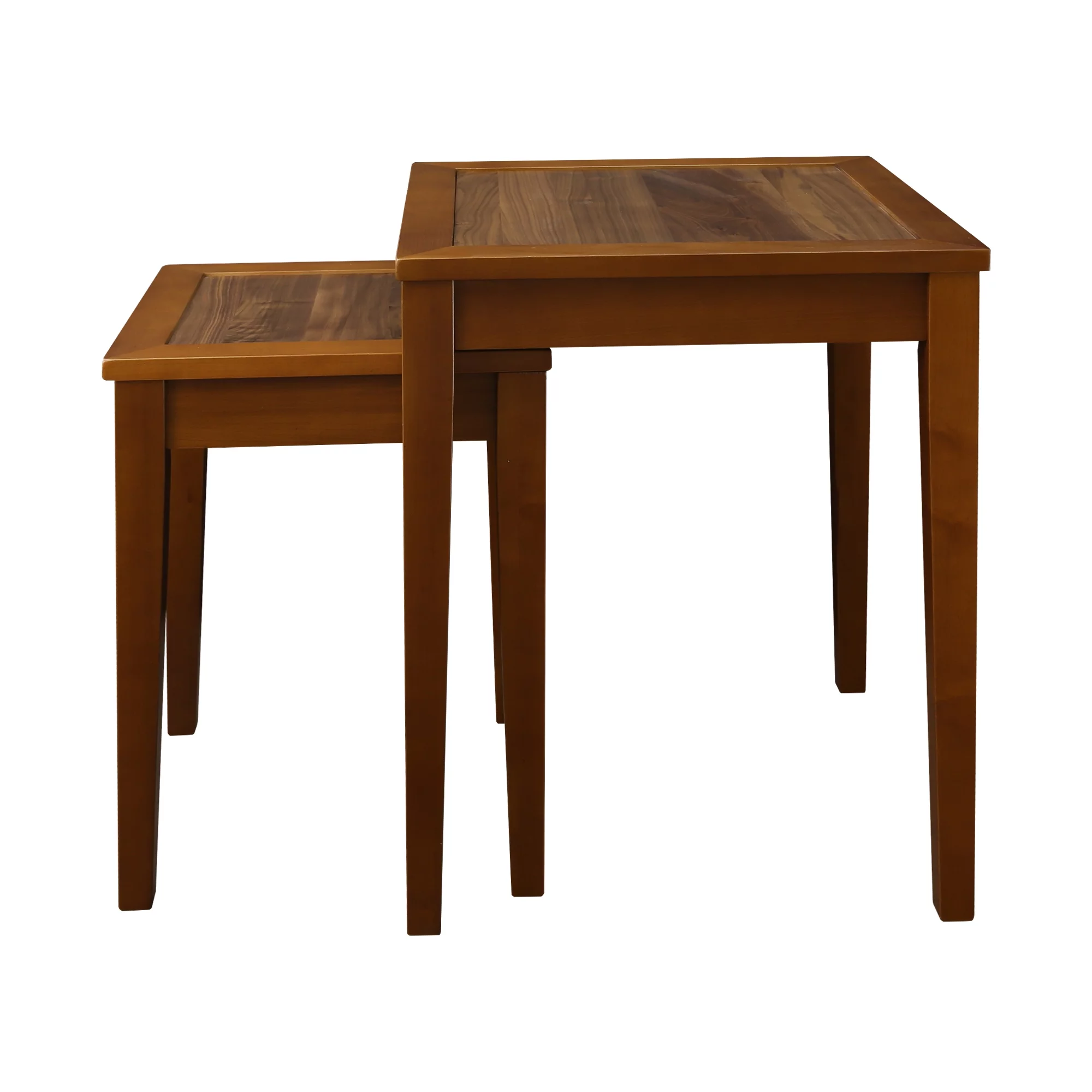Casual Home Lincoln Nesting End Tables with Concealed Compartment, Solid American Walnut Top