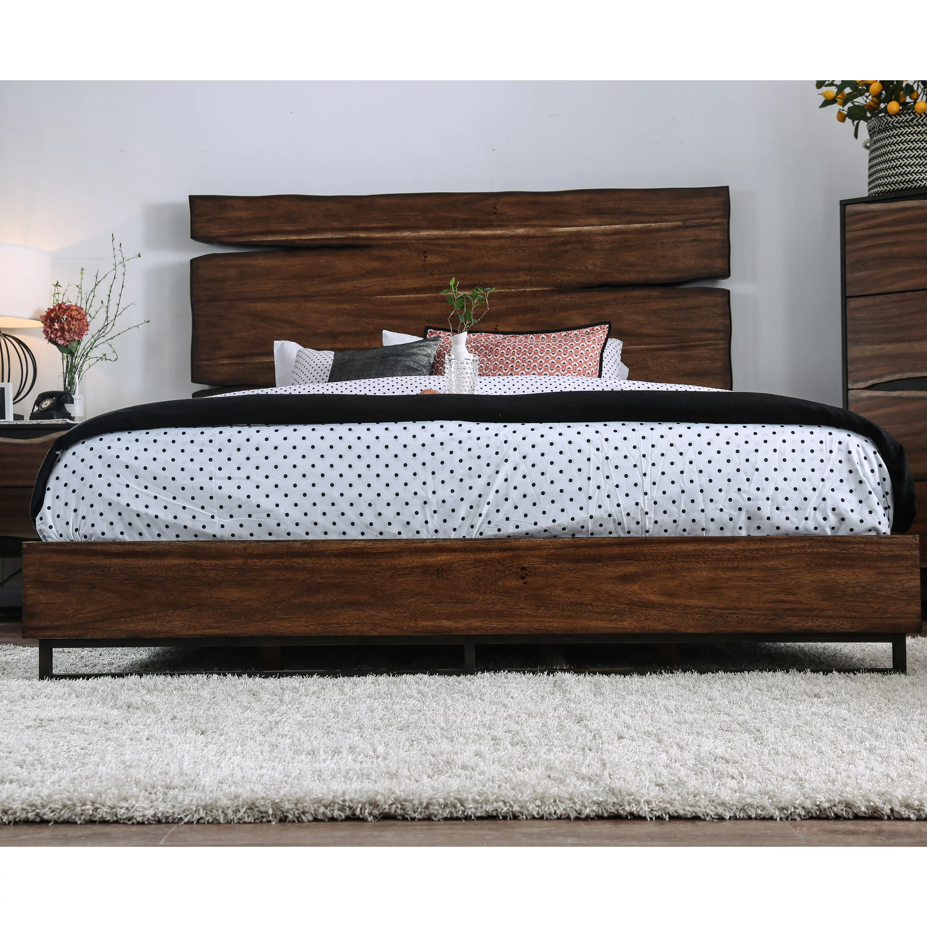 Furniture of America Trippen Panel Bed, Queen, Dark Oak and Dark Walnut