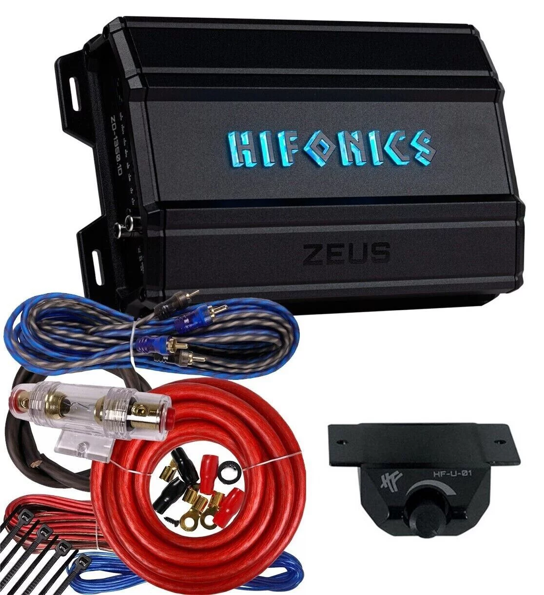 Hifonics ZD-1350.1D Zeus Delta 1350 W MAX Mono Car Amplifier + 4 Gauge Amp Kit Bundle