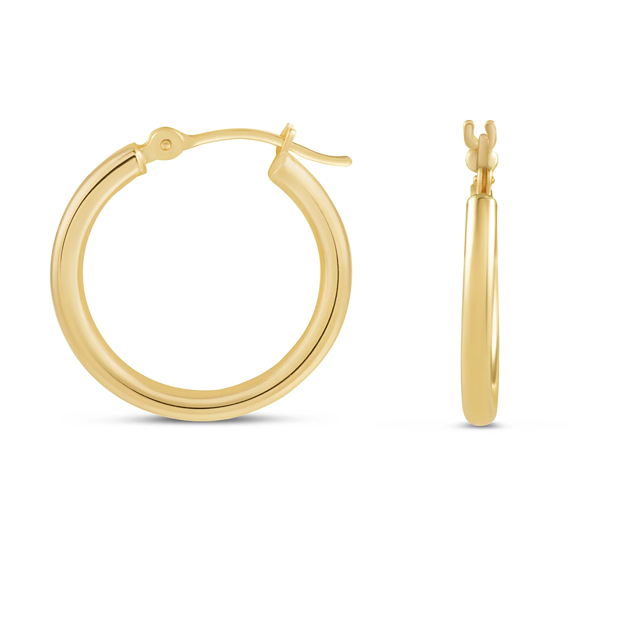 14K Yellow Gold Hinged 2mm Hoop Earrings, 18mm Diameter Polished Finish