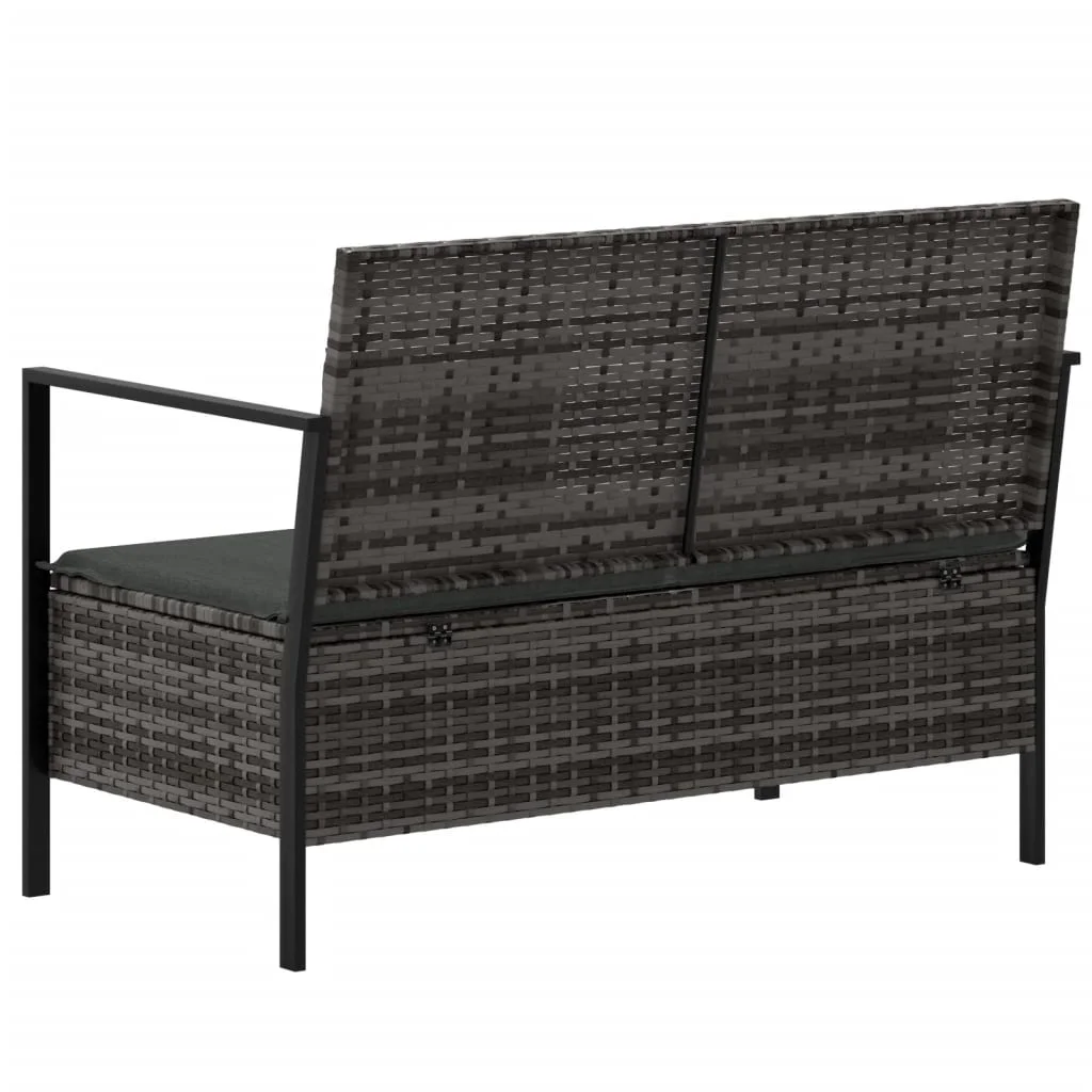 Aibecy 2-Seater Patio Bench with Cushions Gray Poly Rattan