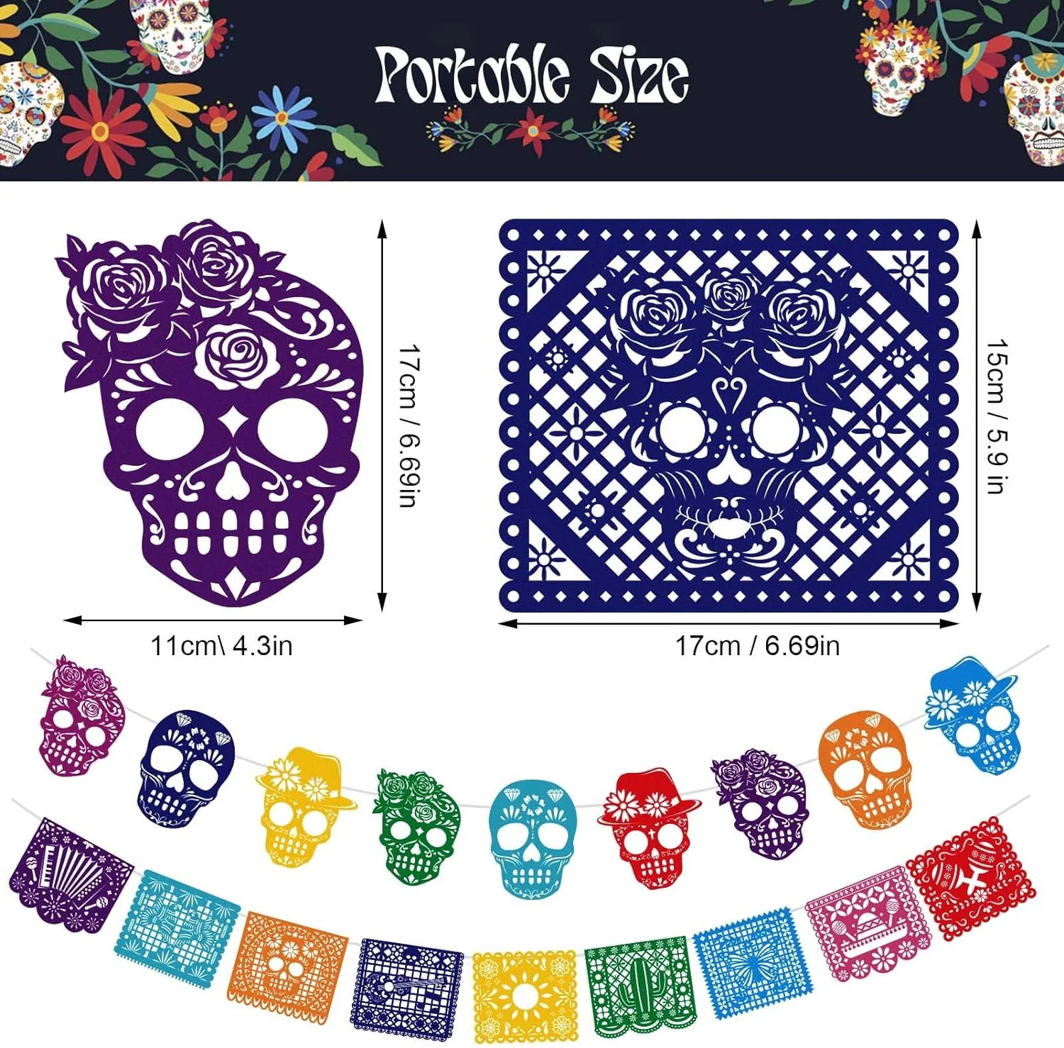 27Pcs Cinco De Mayo Party Banners, Colorful Felt Mexican Fiesta Papel Picado - Mexican Festival Party Decorations Banner