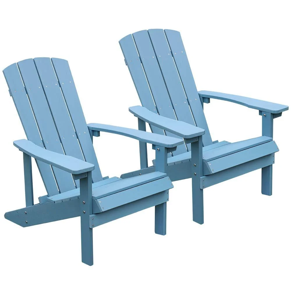 Comfortable Blue Adirondack Outdoor Lounge Chairs - Set of 2 for Your Poolside Oasis - Stylish Garden Patio Loungers to Relax In