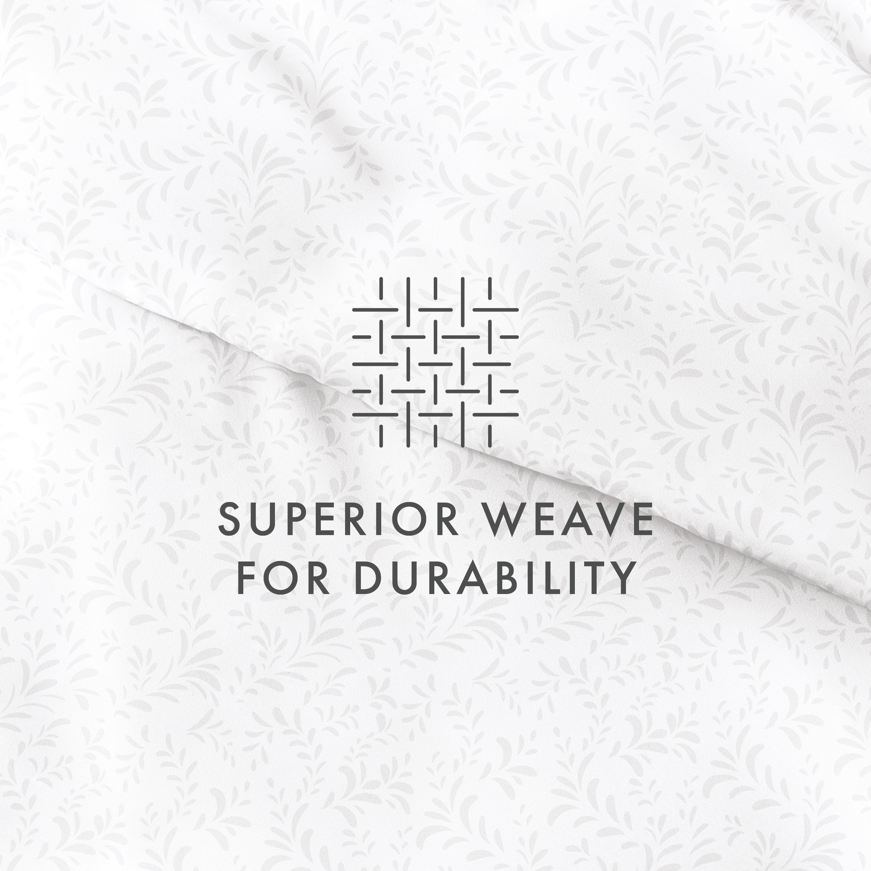 Noble Linens Light Gray Burst of Vines Print 3-Piece Duvet Cover Set, Full/Queen