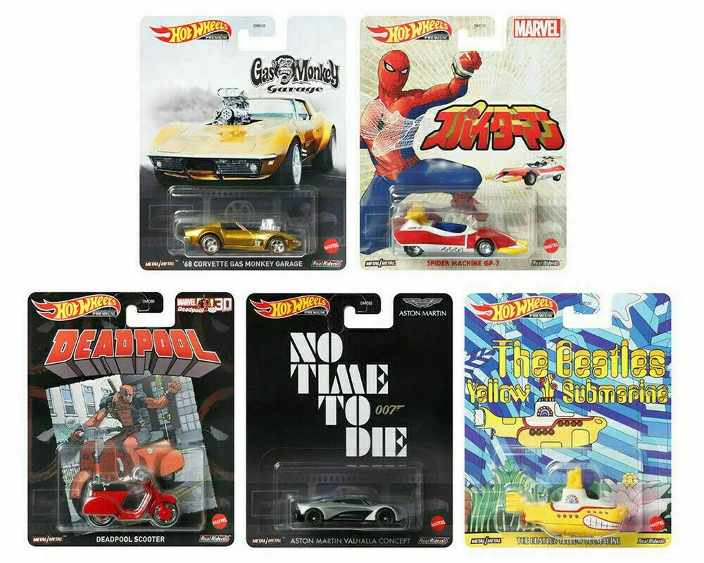2021 Hot Wheels 1/64 Retro Entertainment F Case 5 Car Set, Diecast DMC55-957F
