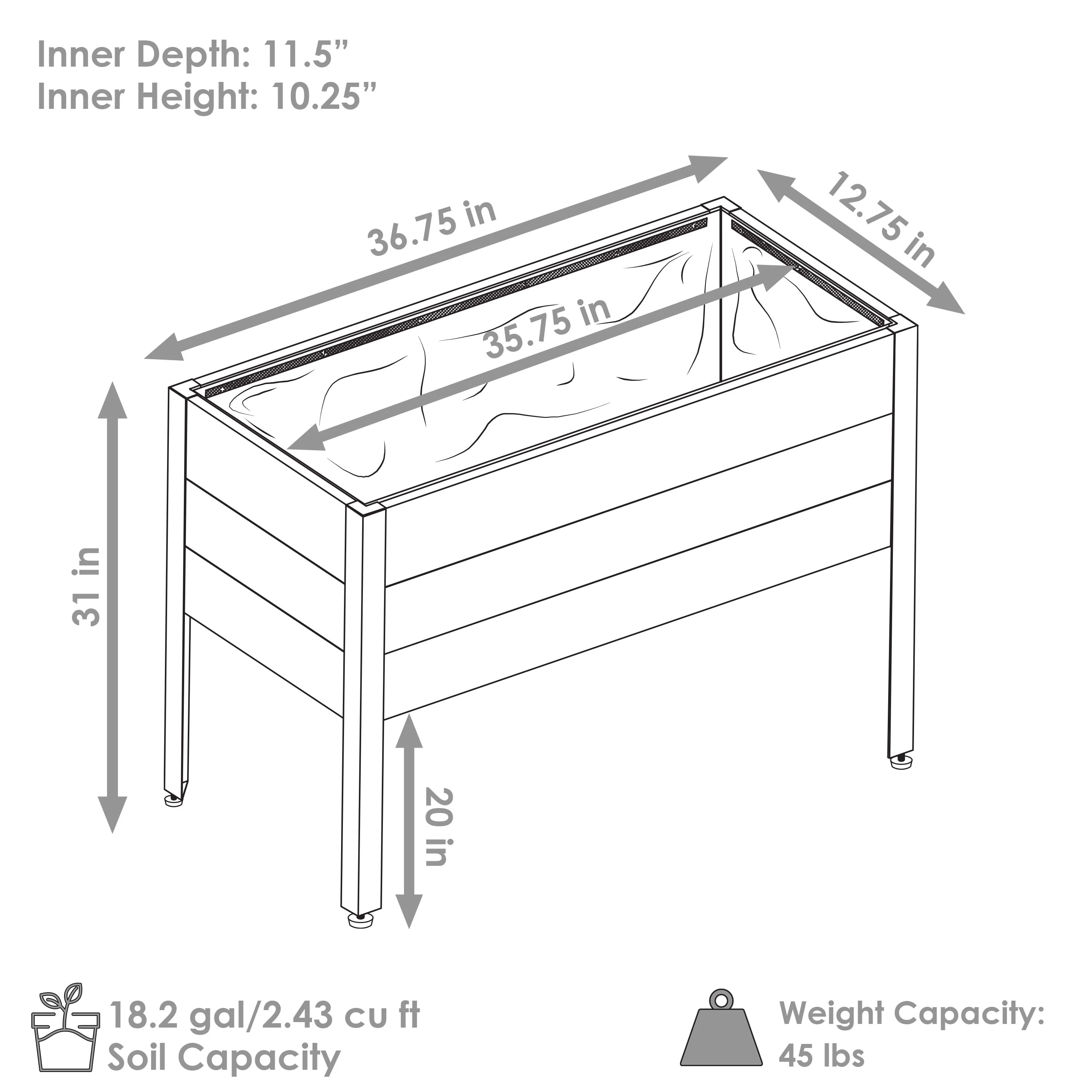 Sunnydaze Acacia Wood Raised Garden Bed with Legs - 31