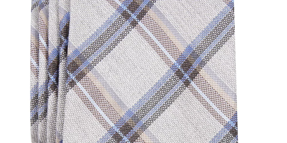Perry Ellis Men's Rijkaard Plaid Tie Medium Beige Size Regular
