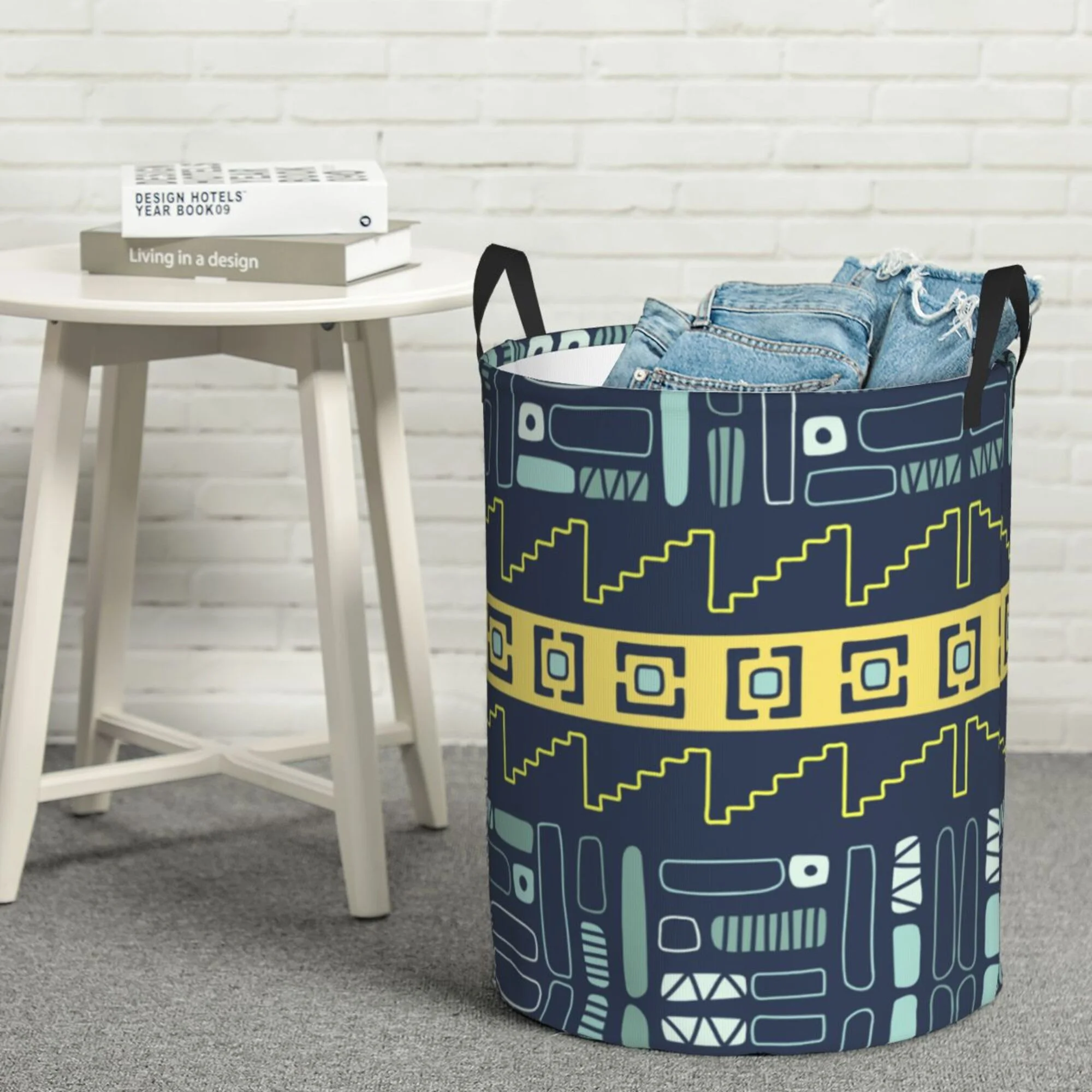 ZICANCN Laundry Basket Organizer, Retro Blue Boho Ethnic Style Collapsible Hamper for Bathroom Bedroom Laundry Room, Small Size
