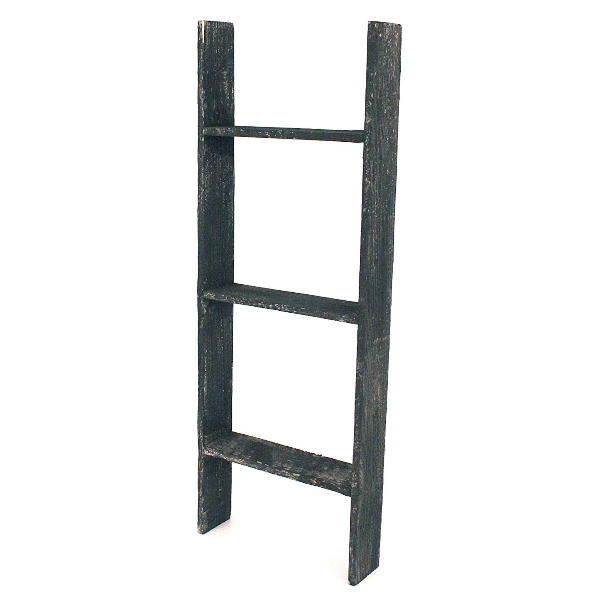 Barnwood Rustic Farmhouse 3ft Smoky Black Wooden Decorative Bookcase Picket Display Ladder