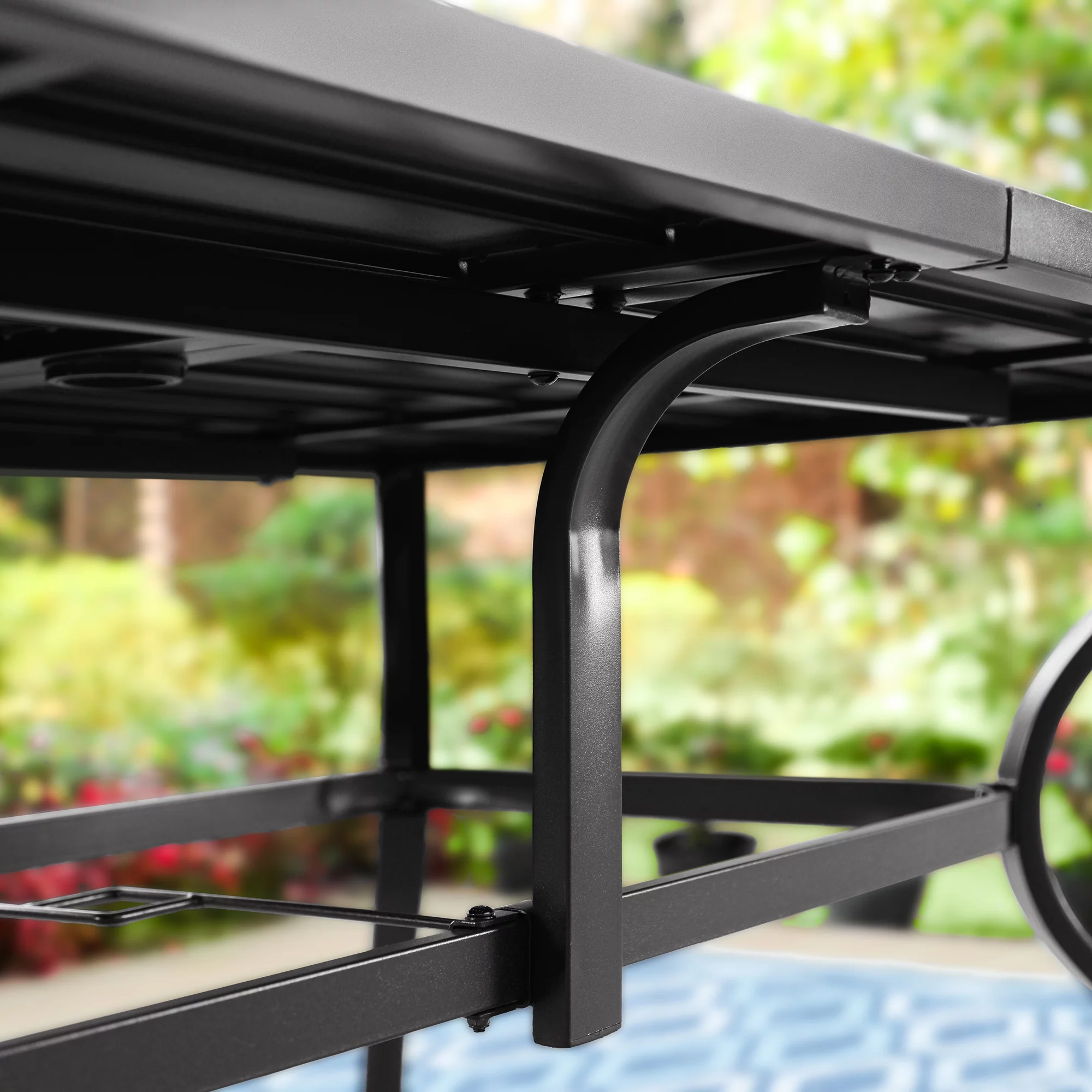 MF Studio 7-Piece Outdoor Patio Dining Set with 1 Piece Metal Rectangle Table & 6 Pieces Swivel Chairs with Cushion & Headrests