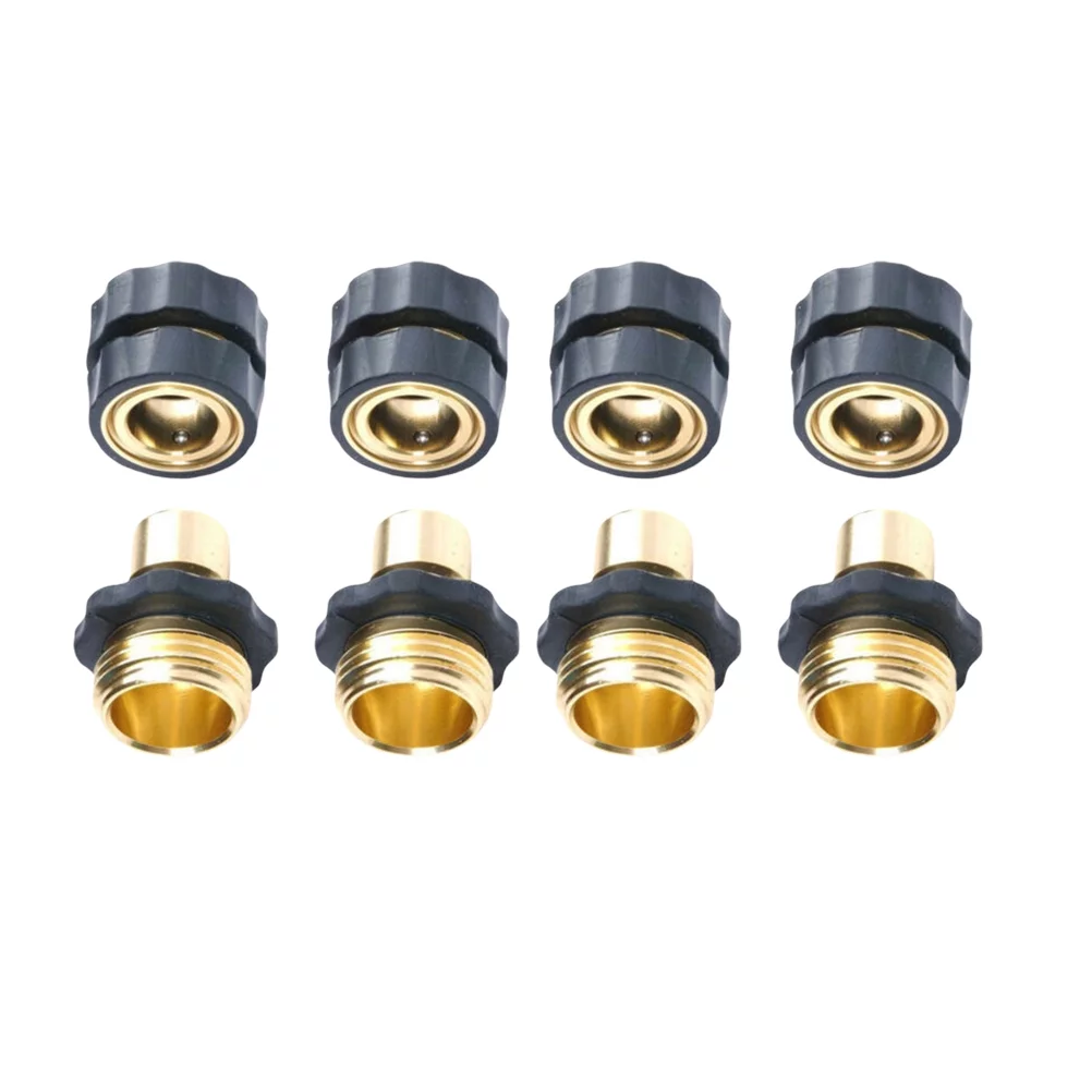 Gongxipen 4 Pairs Universal Garden Hose Quick Connect Kit Set Brass Hose Tap Adapter Connector Garden Watering Tool