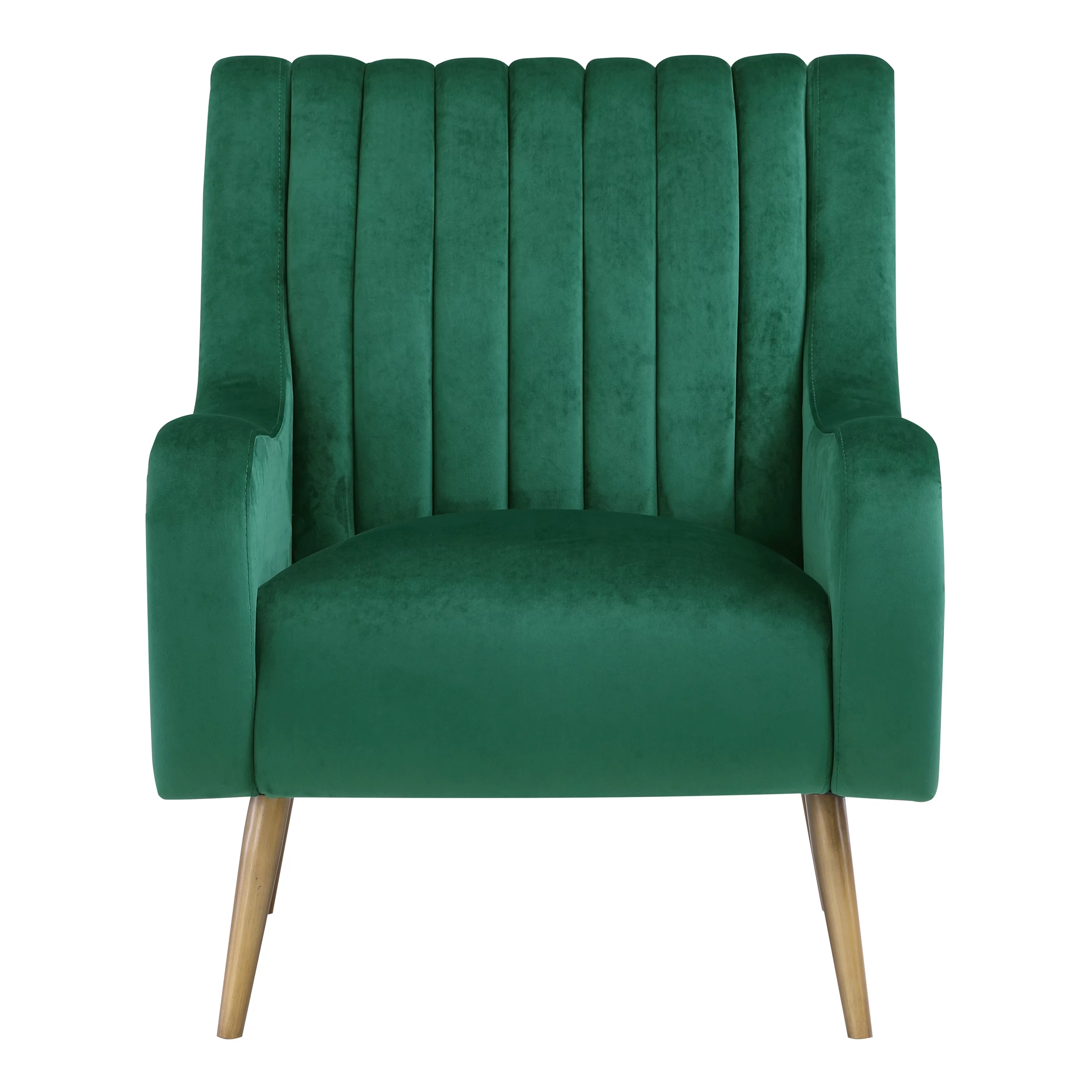 OSP Home Furnishings Cassia Velvet Armchair in Midnight Green Velvet Fabric and Gold Brushed Legs