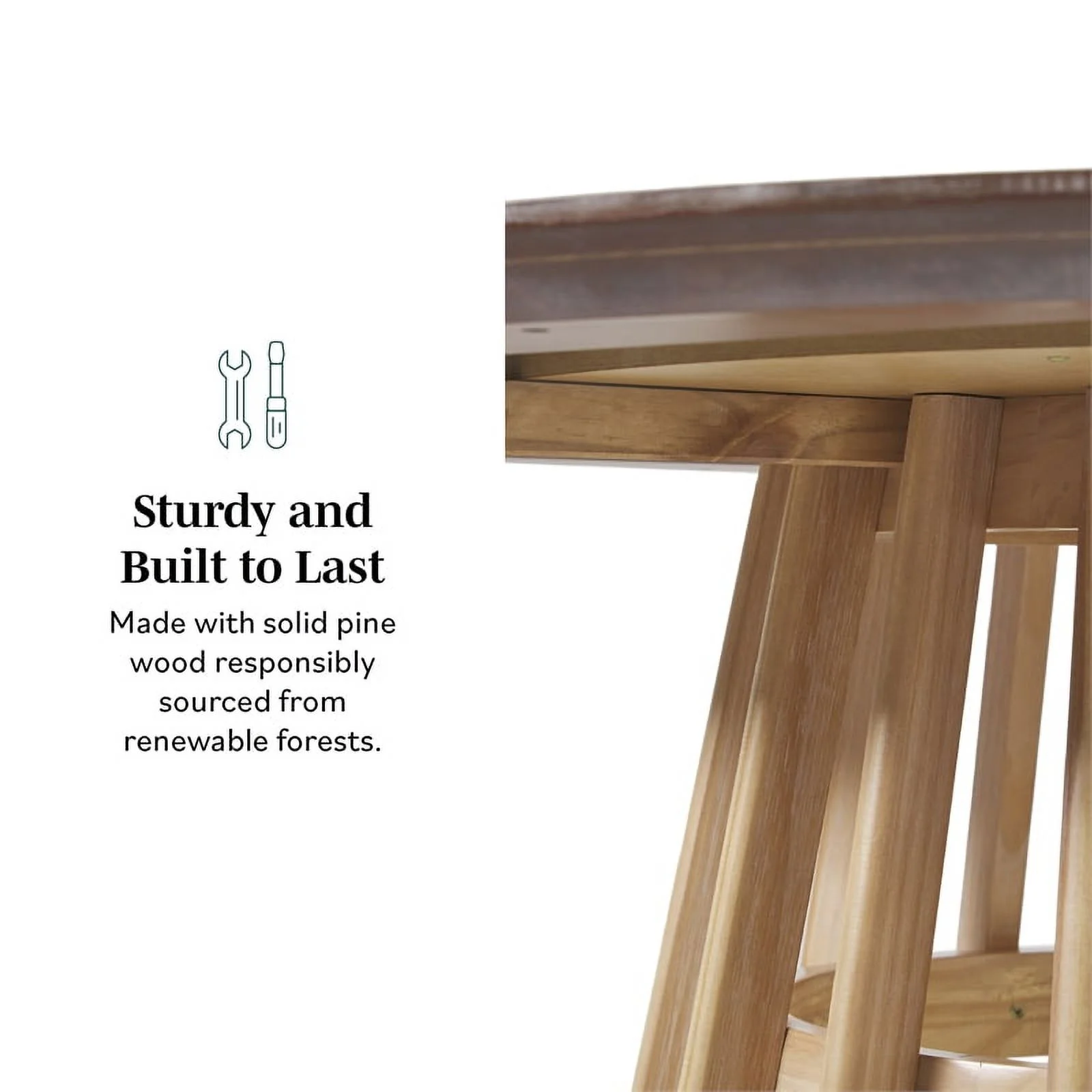 Pemberly Row Modern Slatted Wood Pedestal Base Dining Table 48