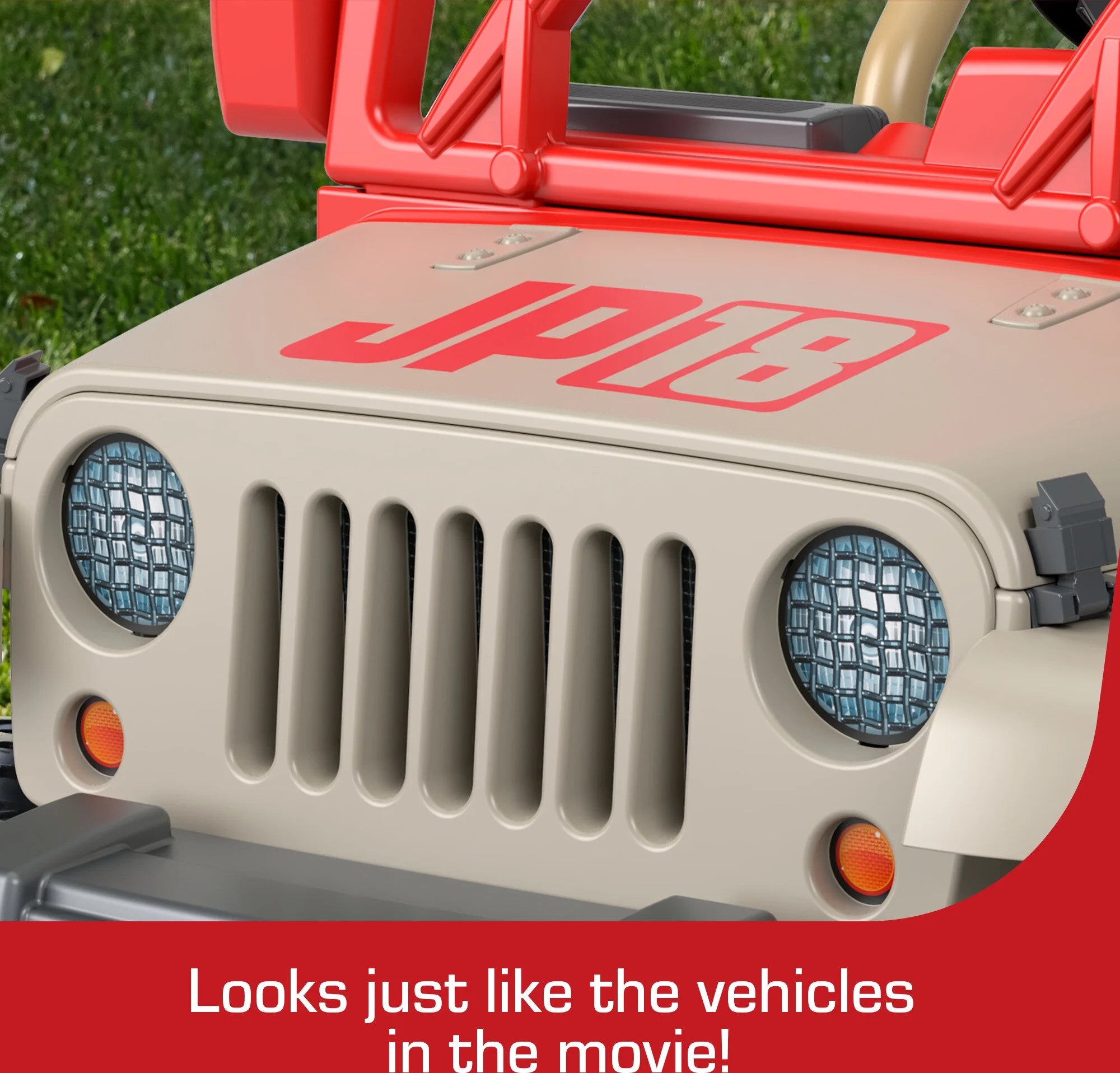 Power Wheels Jurassic Park Jeep Wrangler Battery Powered Ride-on Toy, 12 V, Max Speed: 5 mph