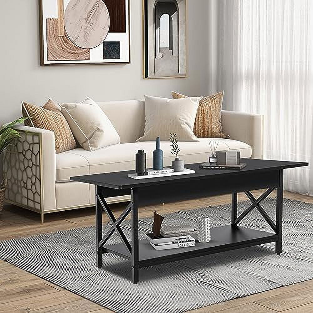 TQNJYGX Coffee Table  44" Rectangle Cocktail Table with    Industrial Accent Table with Metal Frame & Adjustable Foot Pads  Wood Center Table for Living Room  Home Office (Rustic