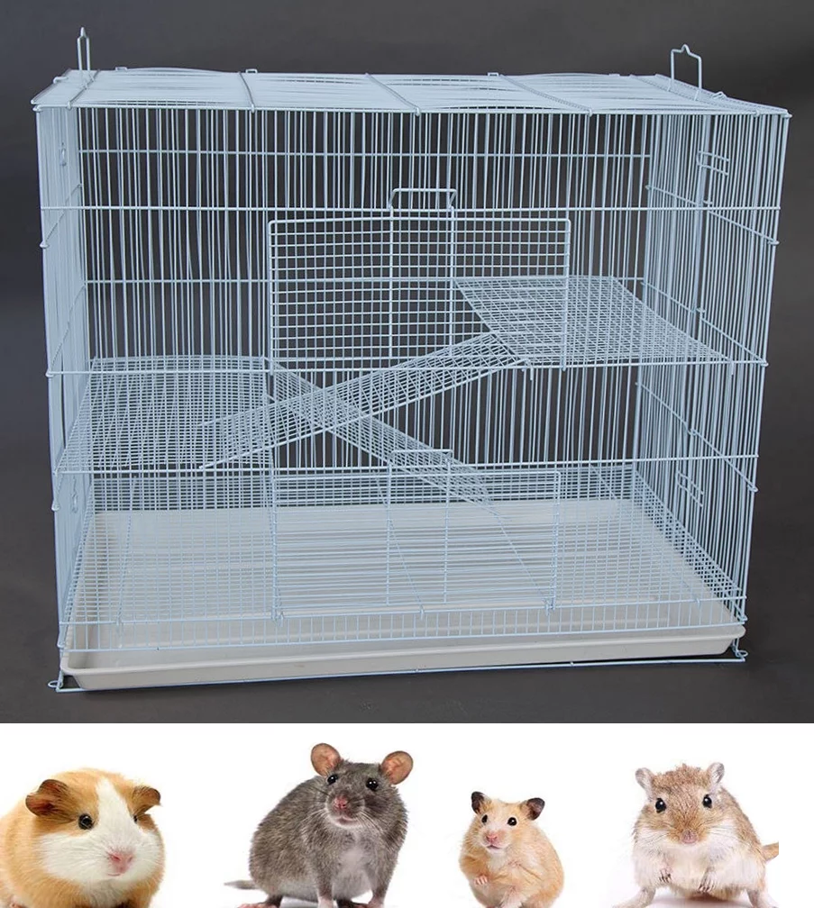 Medium 3-Tiers Small Animal Critter House Habitat Cage With Narrow 3/8-inch Wire Spacing for Guinea Pig Ferret Chinchilla Sugar Glider Rats Mice Hamster Hedgehog Gerbil