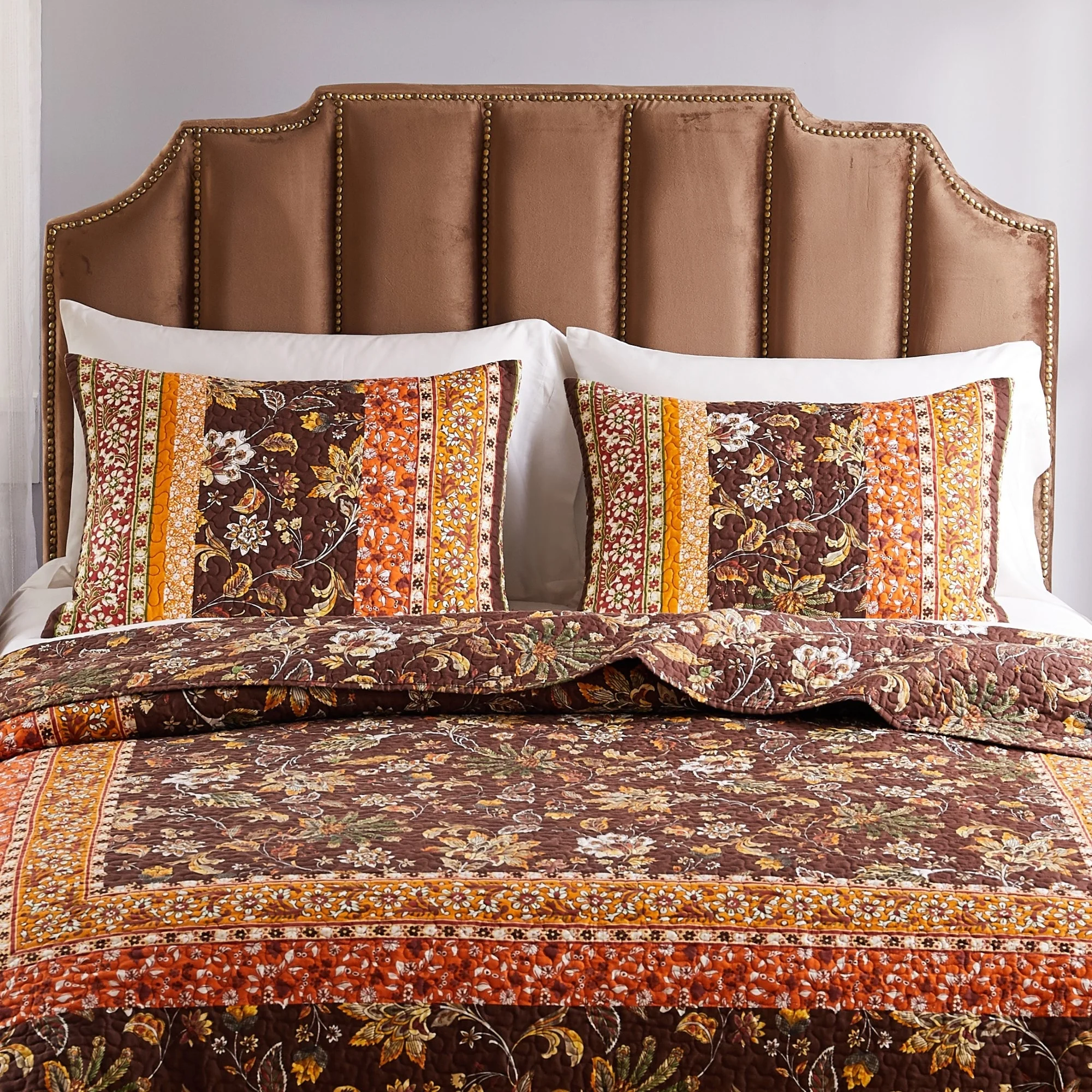 Barefoot Bungalow  Audrey Pillow Sham Set Chocolate King 20x36-inch (x2)