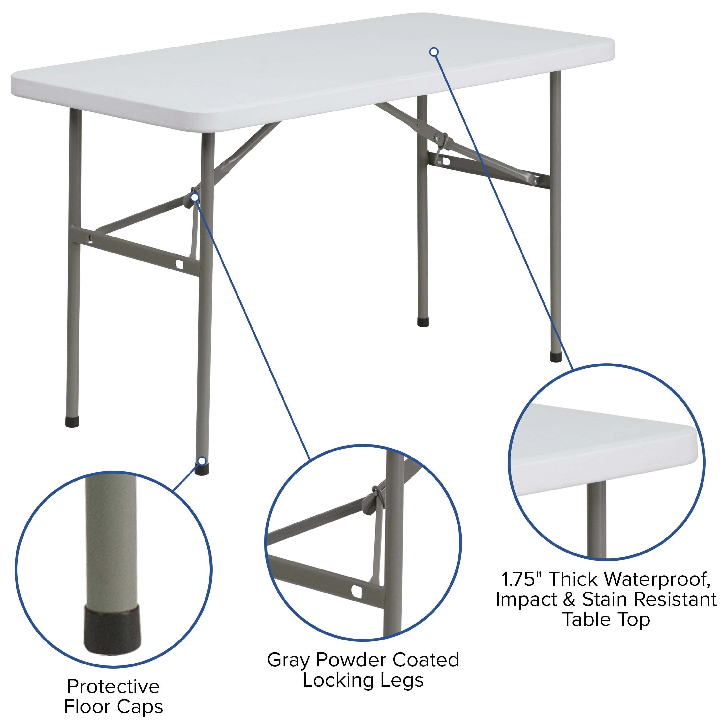 BizChair 4-Foot Granite White Plastic Folding Table