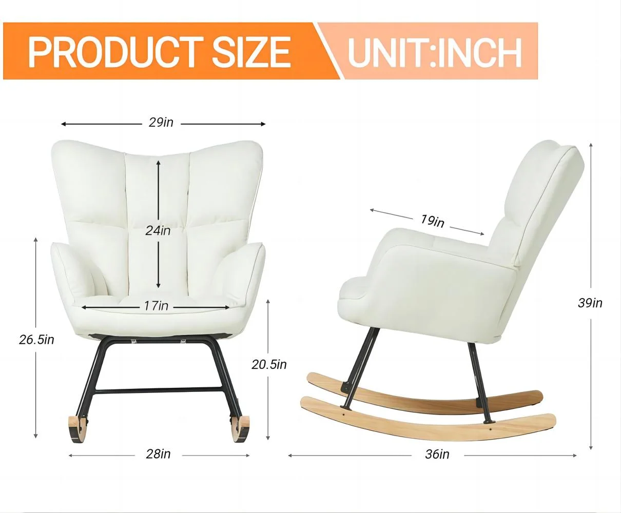 Nanyi Sherpa Teddy Rocking Chair with High Backrest, Padded Seat, Upholstered Stylish Armchair for Living Room, Bedroom